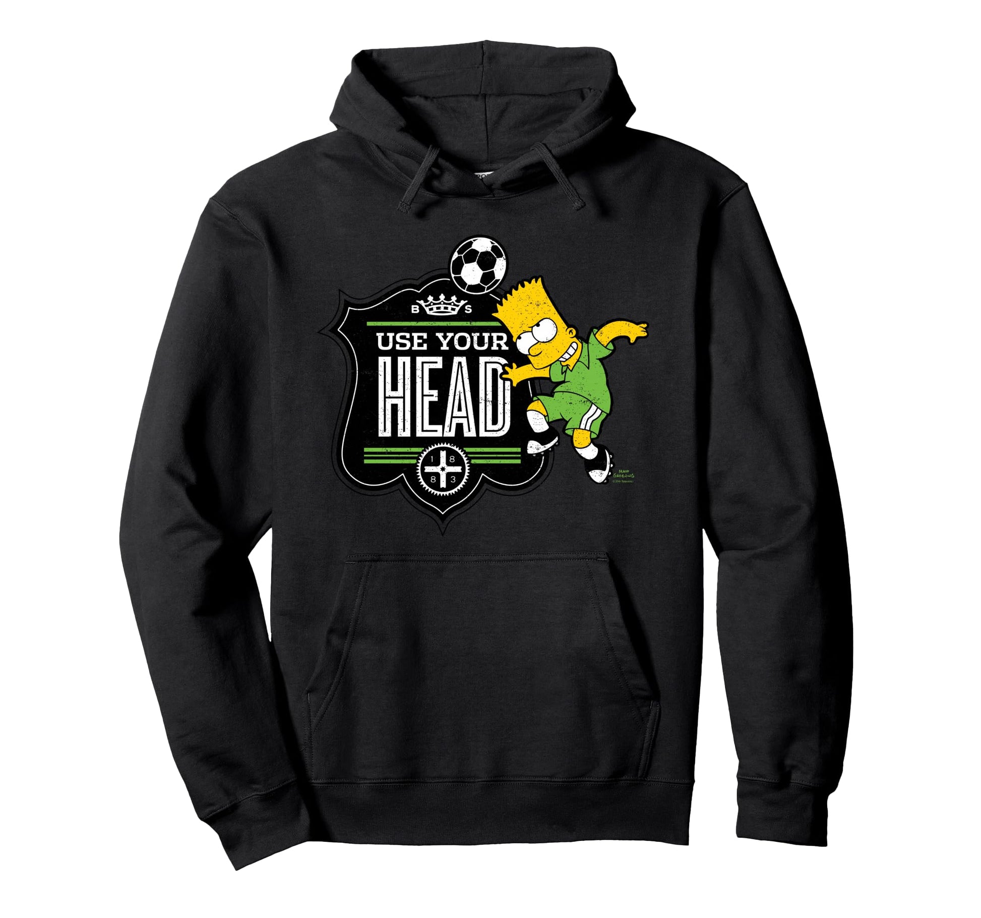 Simpsons Soccer Bart Simpson Use Your Head Hoodie - Trendy Graphic Unisex - T-Shirt, Sweatshirt, Hoodie