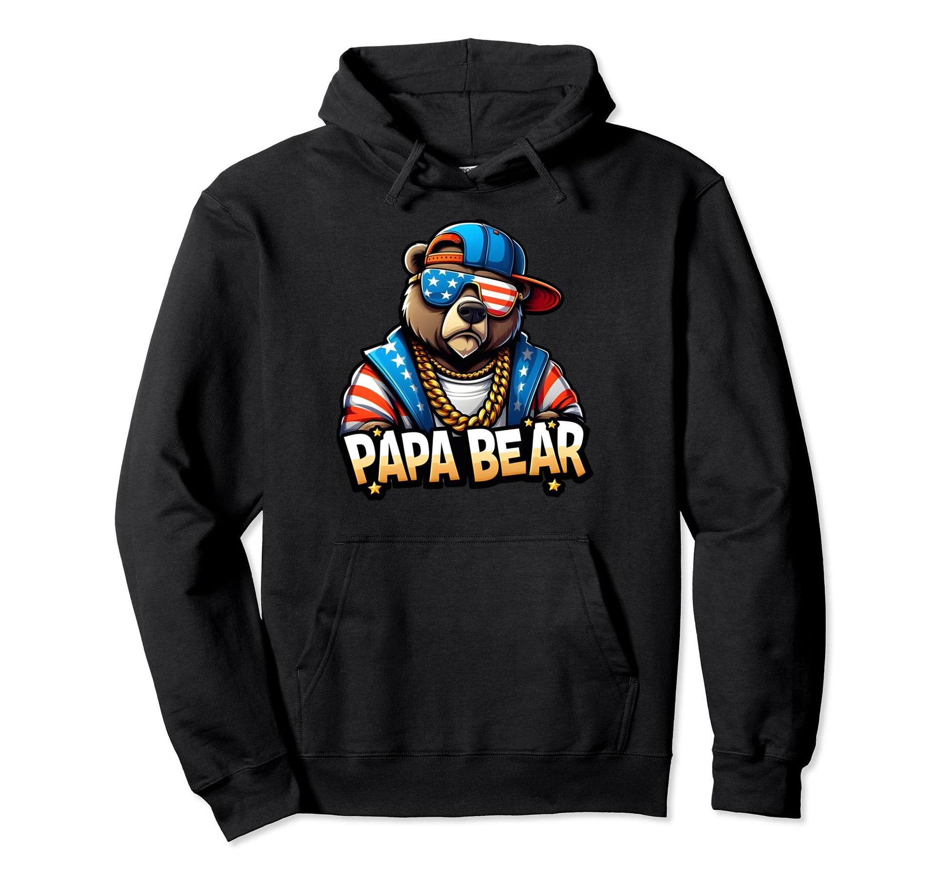Papa Bear Fathers Day Gift Patriotic Hoodie - Novelty Apparel Men Women - T-Shirt, Sweatshirt, Hoodie