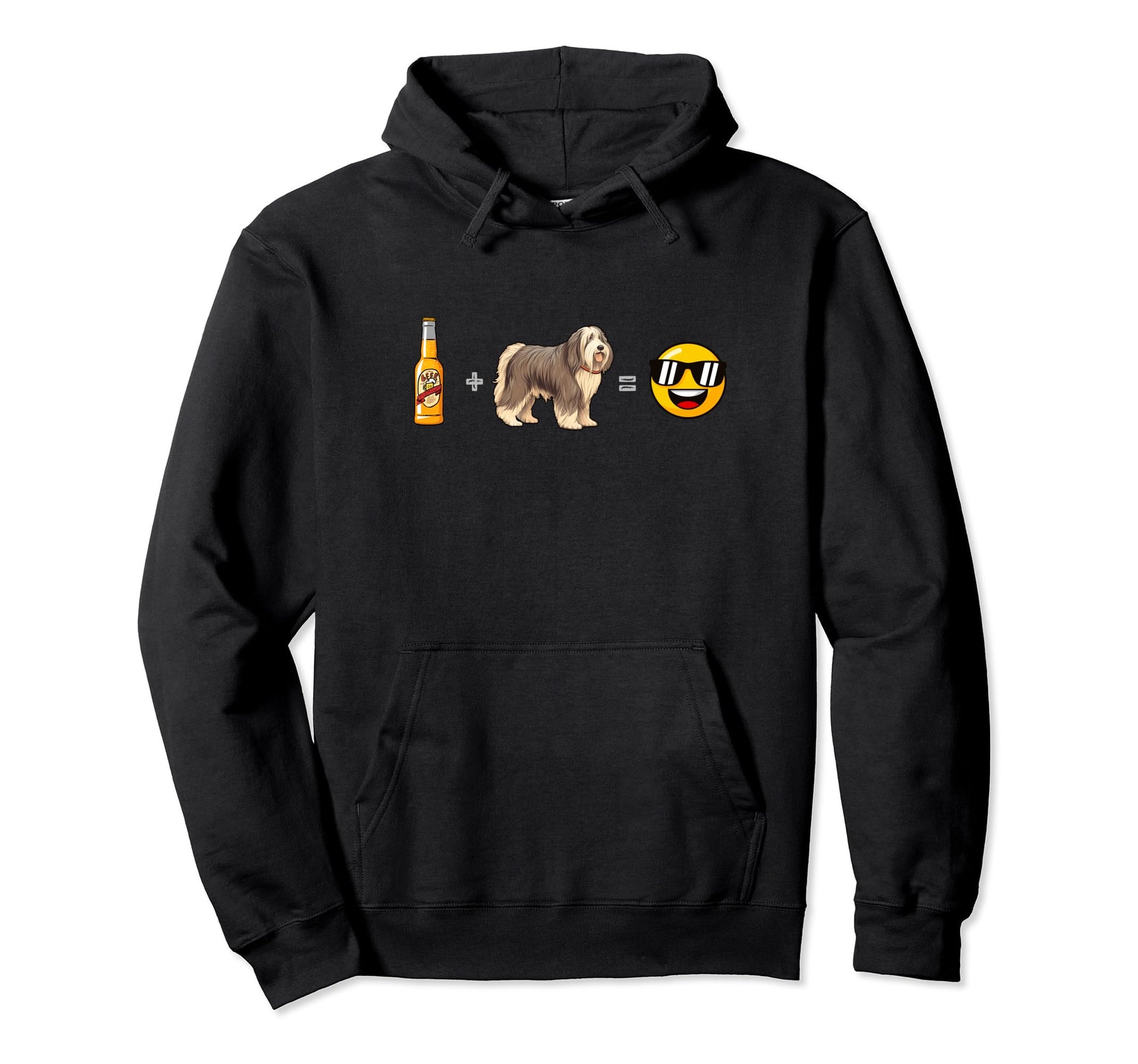 Bearded Collie Beer Dog Dad Happy Pet Hoodie - Custom Art Print Men Women - T-Shirt, Sweatshirt, Hoodie