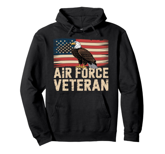 Air Force Veteran Us American Flag Hoodie - Casual Everyday Wear Unisex - T-Shirt, Sweatshirt, Hoodie