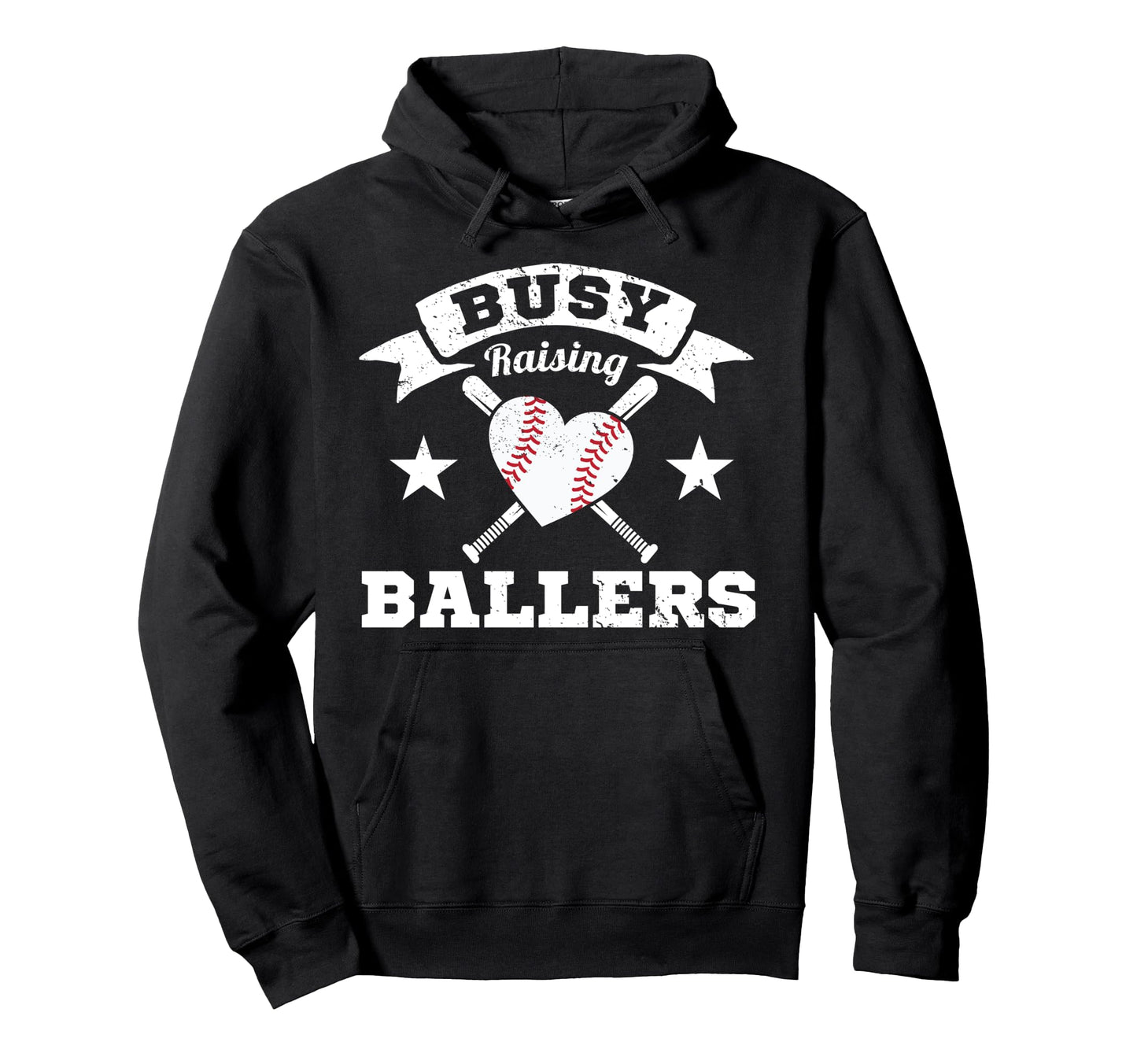 Busy Raising Ballers Baseball Heart Stars Hoodie - Novelty Apparel Unisex - T-Shirt, Sweatshirt, Hoodie