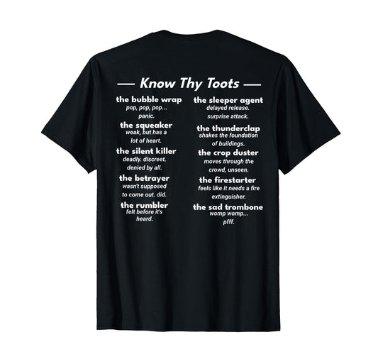 Back Fart Types Funny Fart Joke Dad T-Shirt - Casual Everyday Wear Unisex - T-Shirt, Sweatshirt, Hoodie