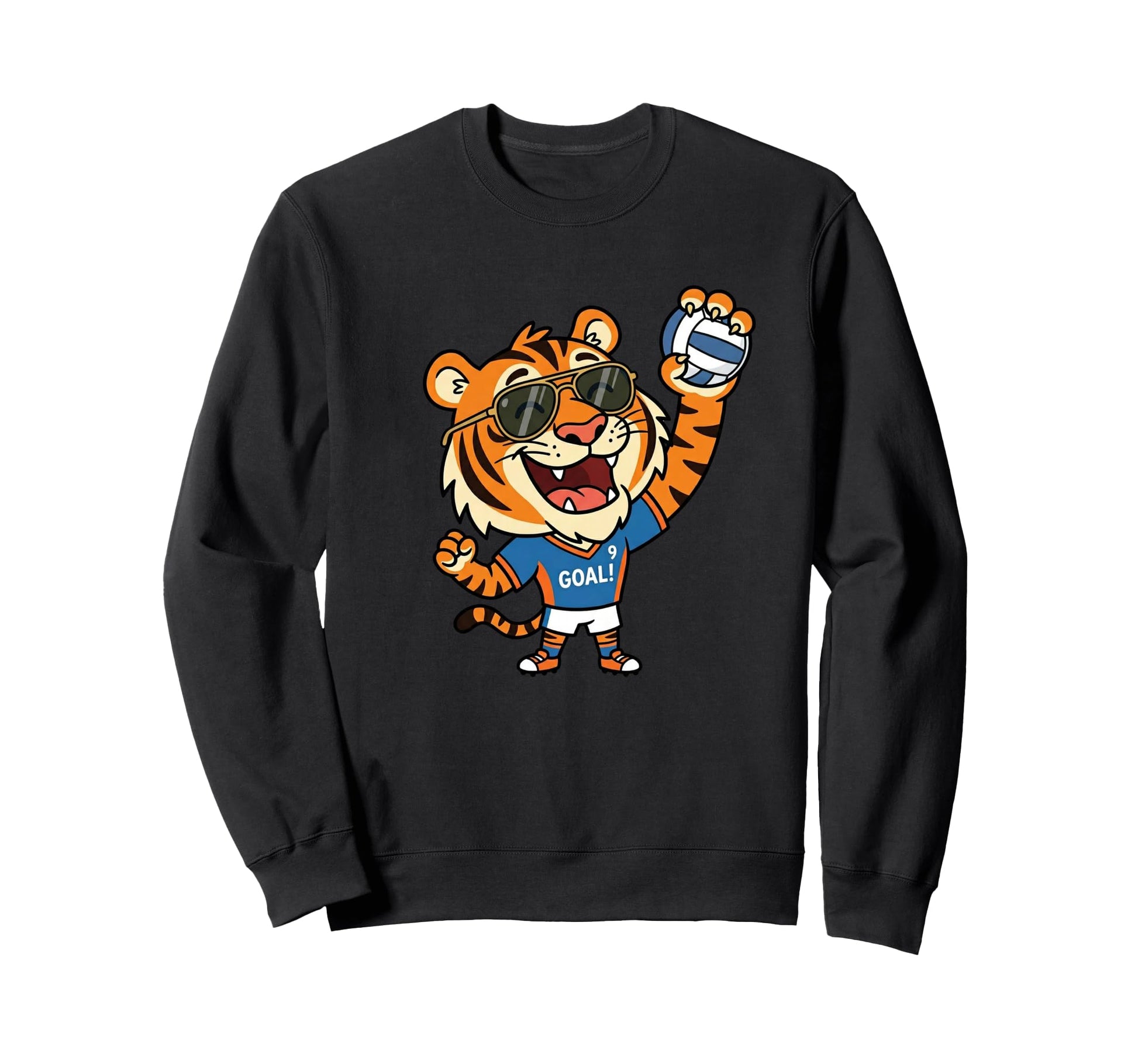 Goal Soccer Tiger Number 9 Football Sweatshirt - Graphic Print Men Women - T-Shirt, Sweatshirt, Hoodie