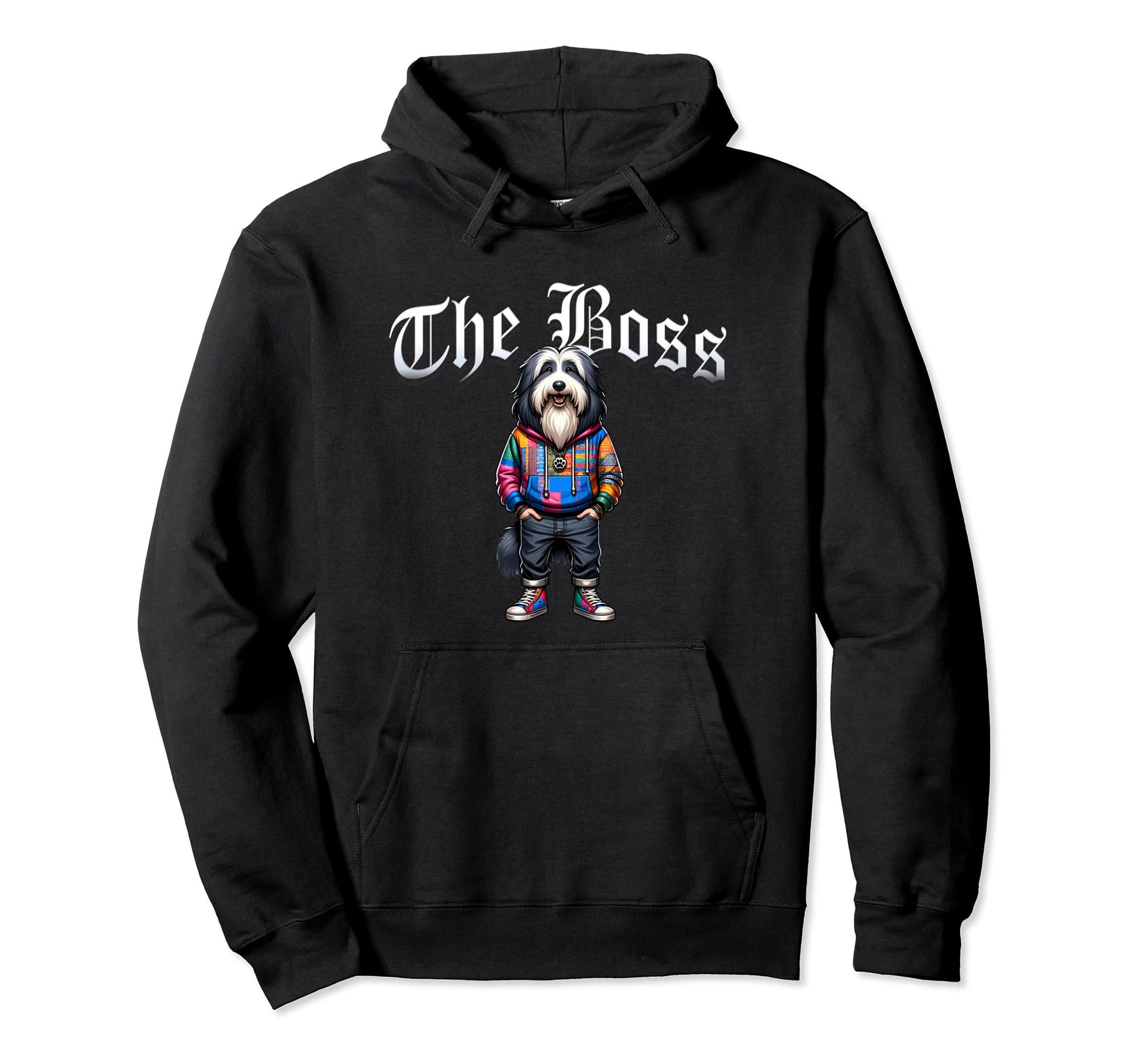 Bearded Collie Dog Boss Jacket Outfit Hoodie - Custom Art Print for Adults - T-Shirt, Sweatshirt, Hoodie