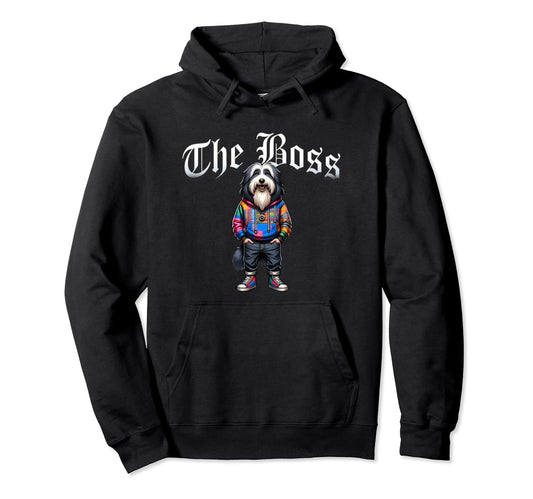 Bearded Collie Dog Boss Jacket Outfit Hoodie - Custom Art Print for Adults - T-Shirt, Sweatshirt, Hoodie