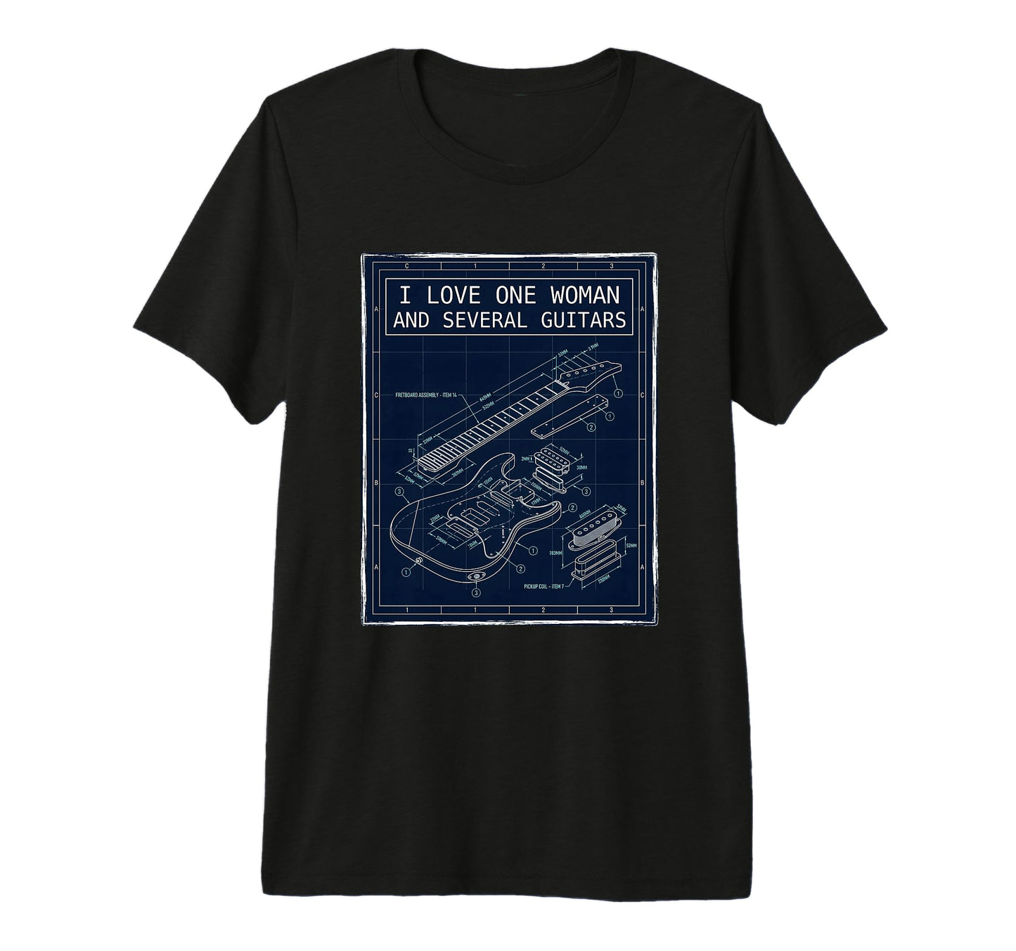 Guitar Lover Funny Musician Blueprint T-Shirt - Unique Graphic Men Women - T-Shirt, Sweatshirt, Hoodie