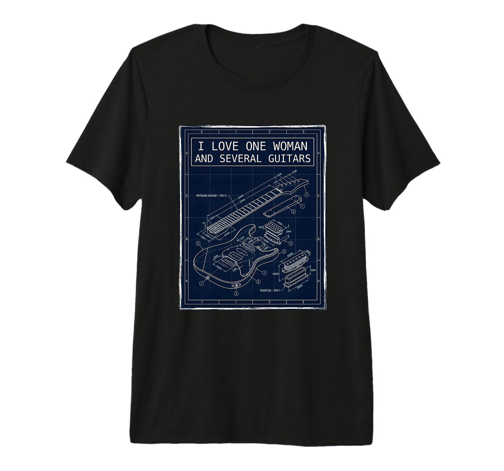 Guitar Lover Funny Musician Blueprint T-Shirt - Unique Graphic Men Women - T-Shirt, Sweatshirt, Hoodie