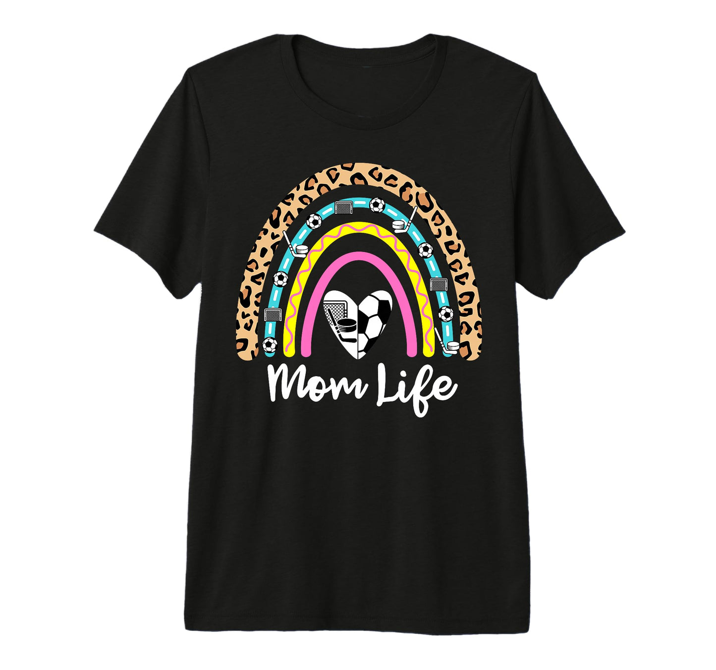 Soccer Hockey Mom Boho Rainbow Funny T-Shirt - Minimalist Print for Adults - T-Shirt, Sweatshirt, Hoodie