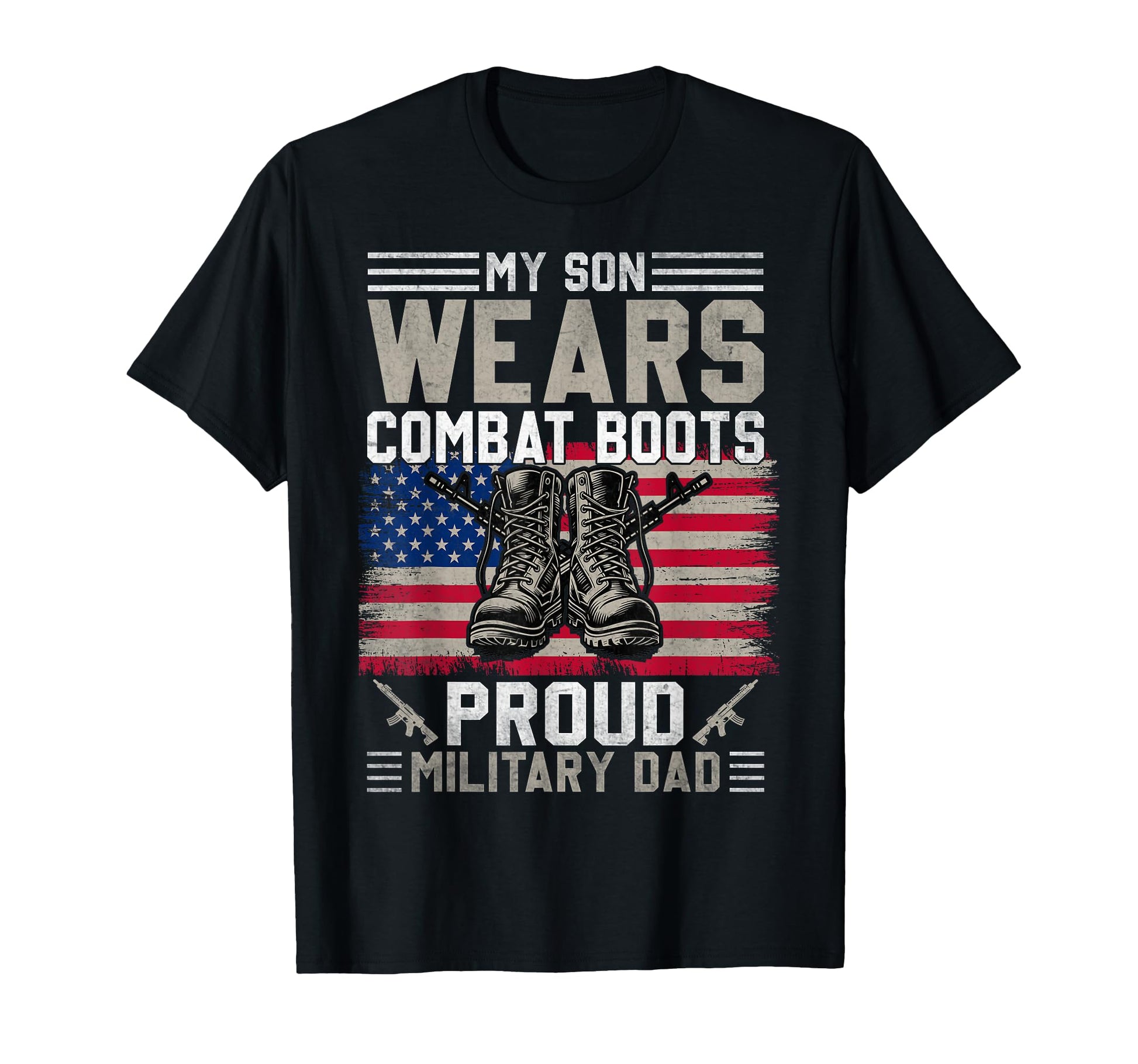 Proud Military Dad American Usa Flag T-Shirt - Trendy Graphic Unisex - T-Shirt, Sweatshirt, Hoodie
