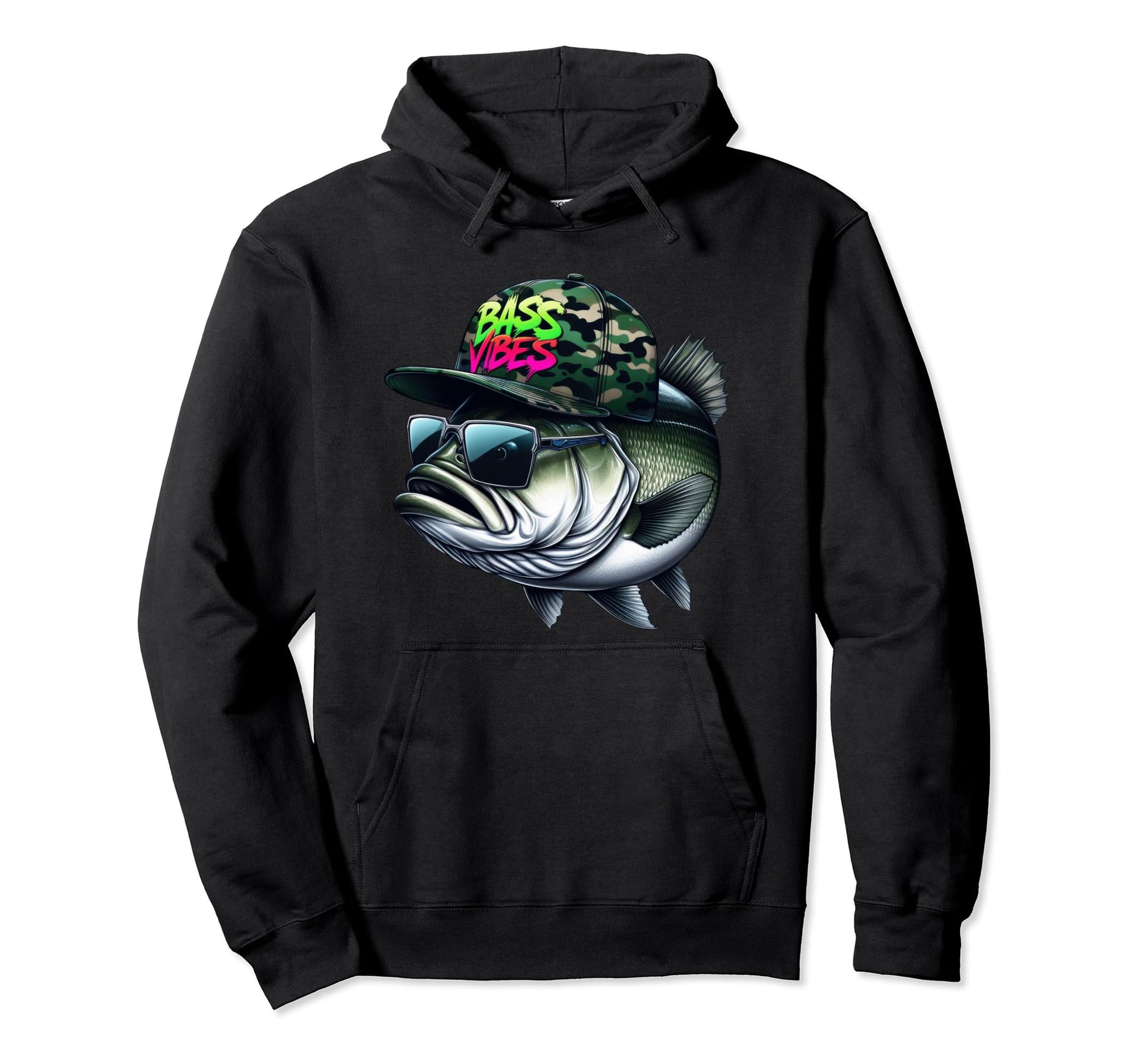 Funny Bass Vibes Fish Trucker Hat Hoodie - Casual Everyday Wear Men Women - T-Shirt, Sweatshirt, Hoodie