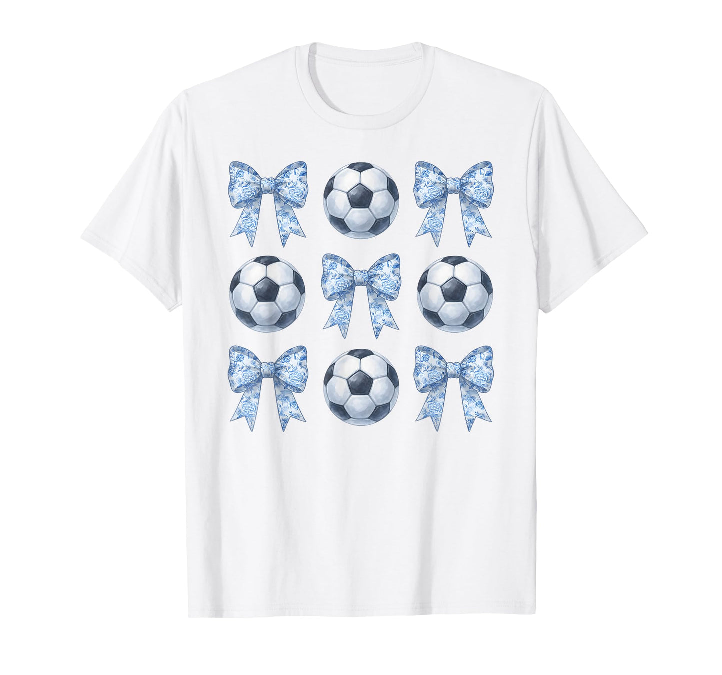 Soccer Toile De Jouy Blue Bow Soccer Mom T-Shirt - Graphic Print for Adults - T-Shirt, Sweatshirt, Hoodie