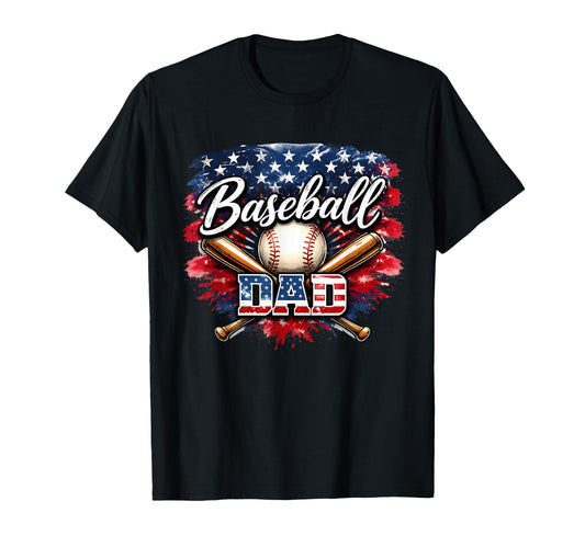 Baseball Dad American Flag Baseball T-Shirt - Trendy Graphic for Adults - T-Shirt, Sweatshirt, Hoodie