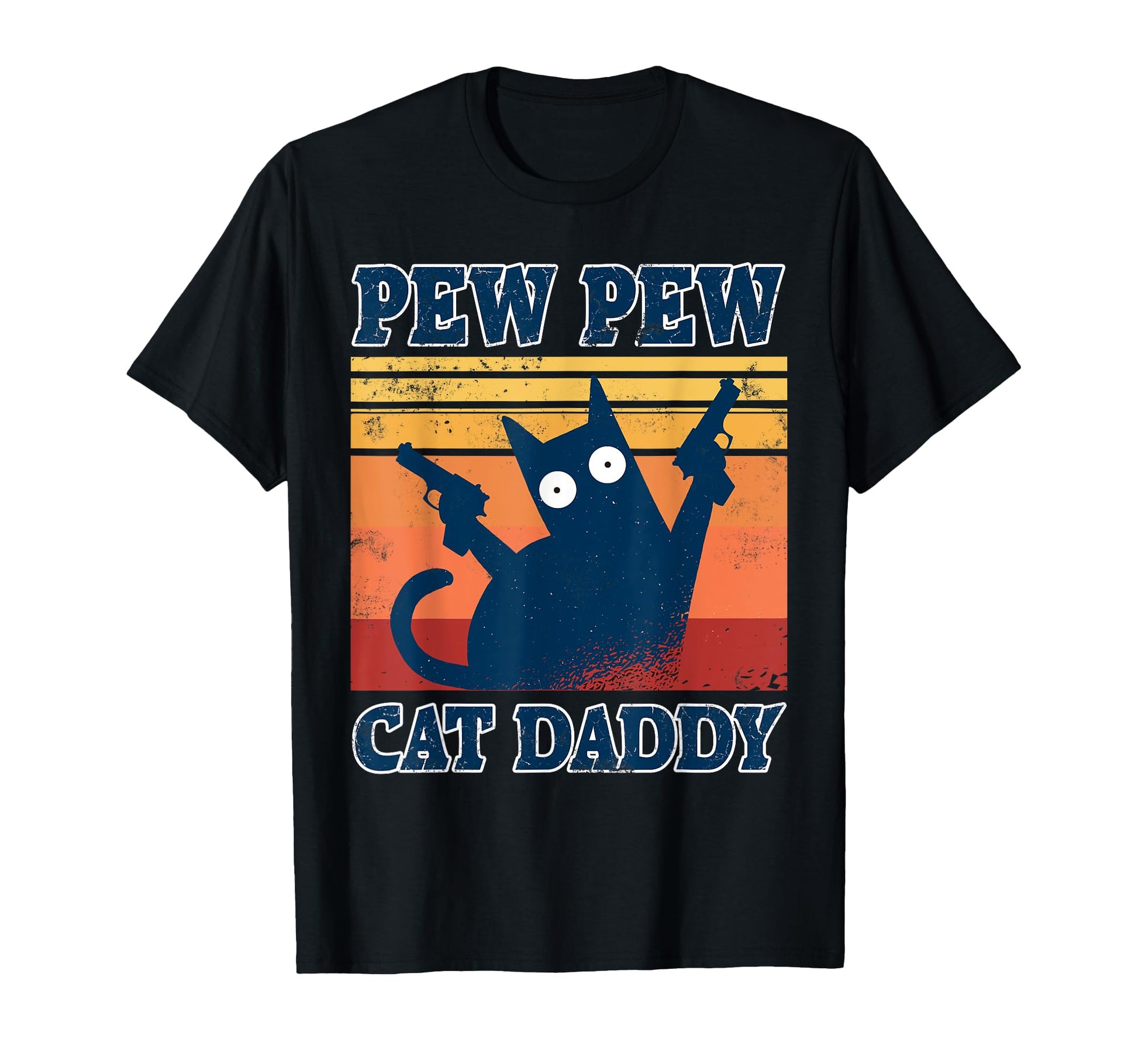Cat Daddy 80S Pew Pew Cat Dad T-Shirt - Unique Graphic for Adults - T-Shirt, Sweatshirt, Hoodie