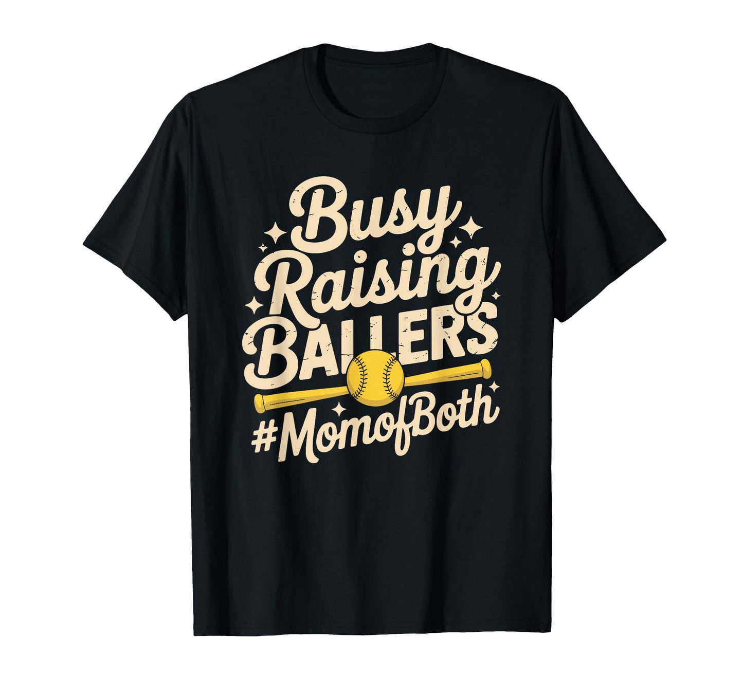 Busy Raising Ballers Mom Both Softball T-Shirt - Custom Art Print Unisex - T-Shirt, Sweatshirt, Hoodie