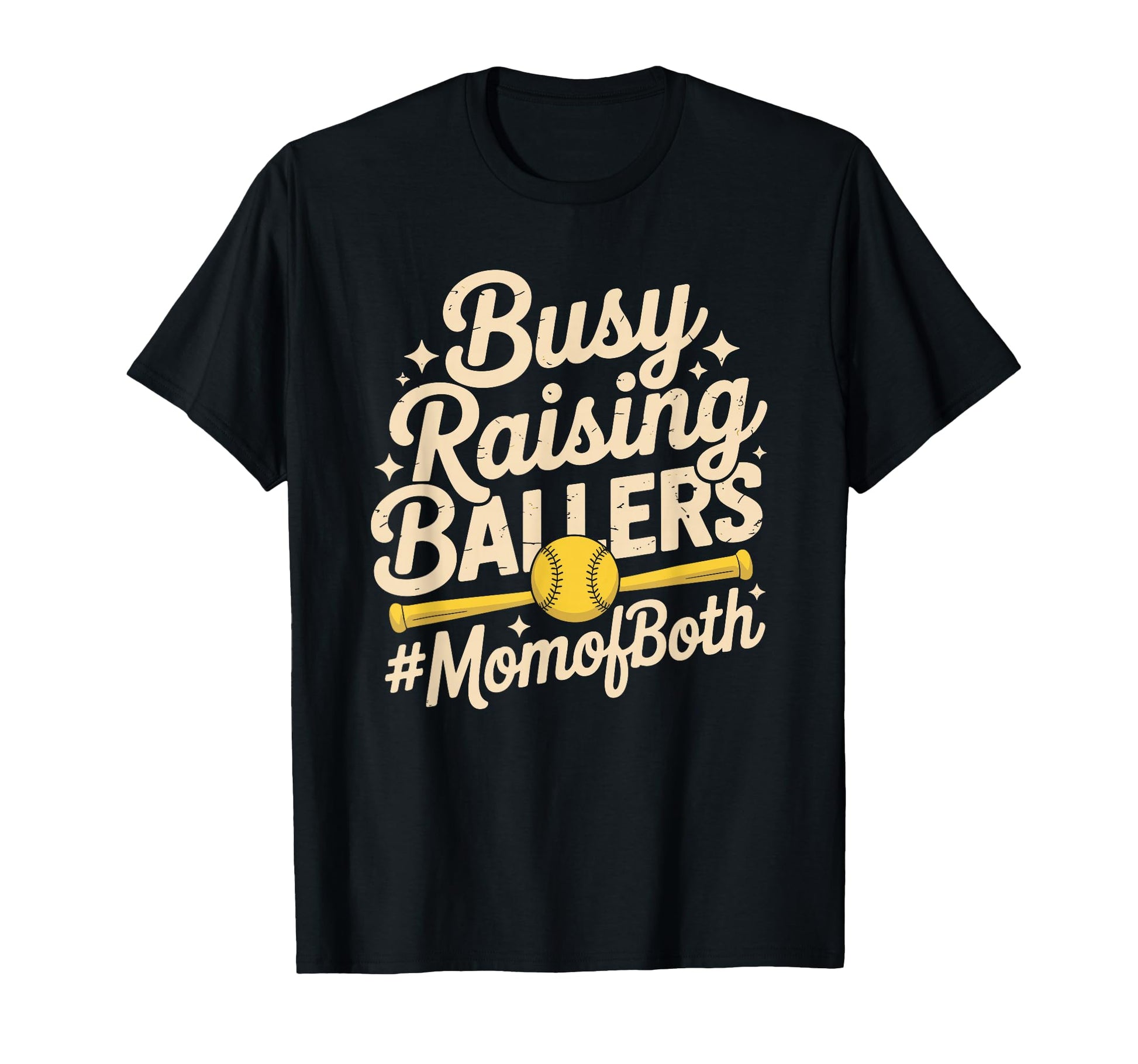 Busy Raising Ballers Mom Both Softball T-Shirt - Custom Art Print Unisex - T-Shirt, Sweatshirt, Hoodie