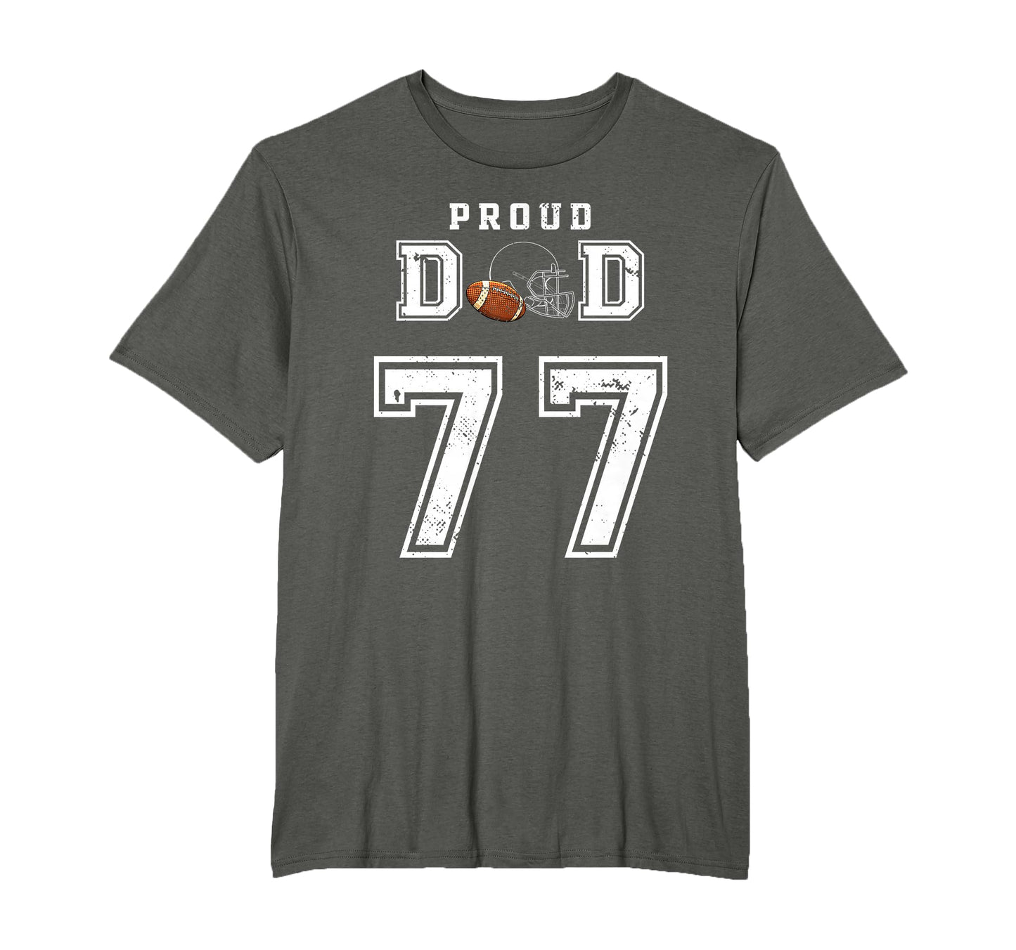 Custom Proud Football Dad Number 77 T-Shirt - Novelty Apparel for Adults - T-Shirt, Sweatshirt, Hoodie