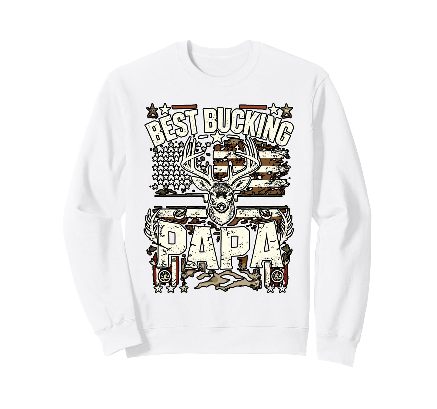 Best Bucking Papa Camouflage Sweatshirt - Casual Everyday Wear for Adults - T-Shirt, Sweatshirt, Hoodie