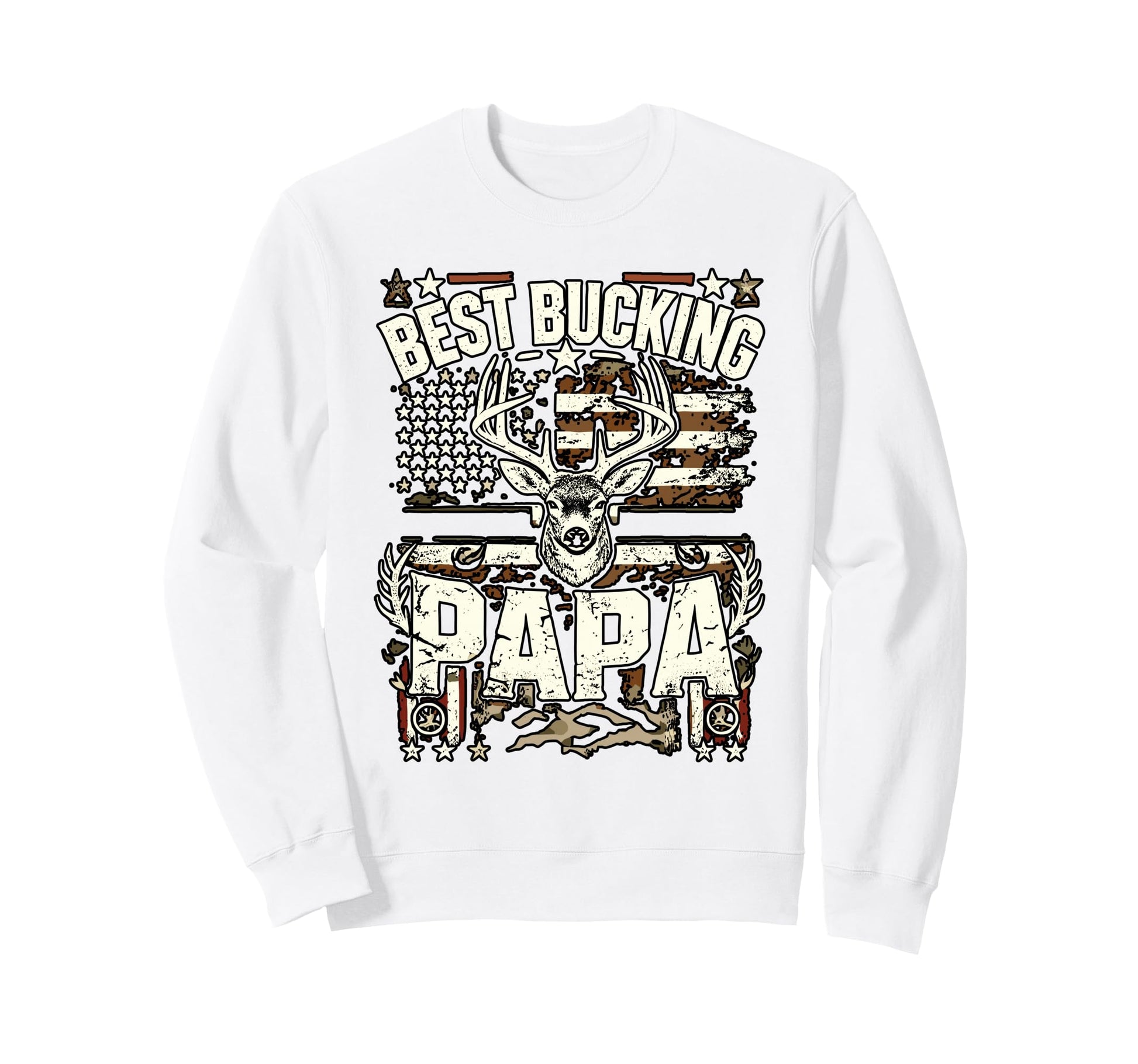 Best Bucking Papa Camouflage Sweatshirt - Casual Everyday Wear for Adults - T-Shirt, Sweatshirt, Hoodie
