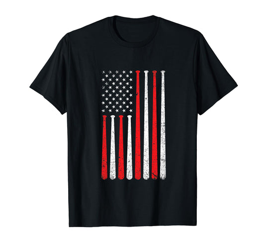 Baseball Dad American Flag 4Th July T-Shirt - Casual Everyday Wear Unisex - T-Shirt, Sweatshirt, Hoodie