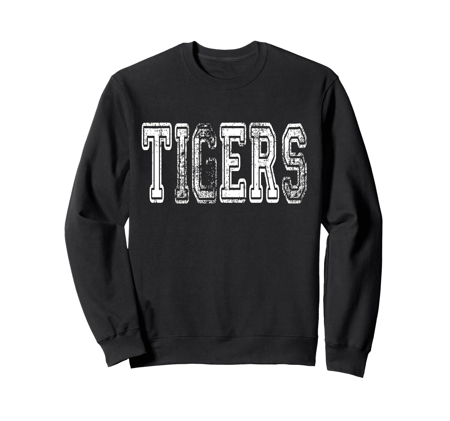Tigers Mascot Distressed School Sweatshirt - Fun Novelty Design Men Women - T-Shirt, Sweatshirt, Hoodie
