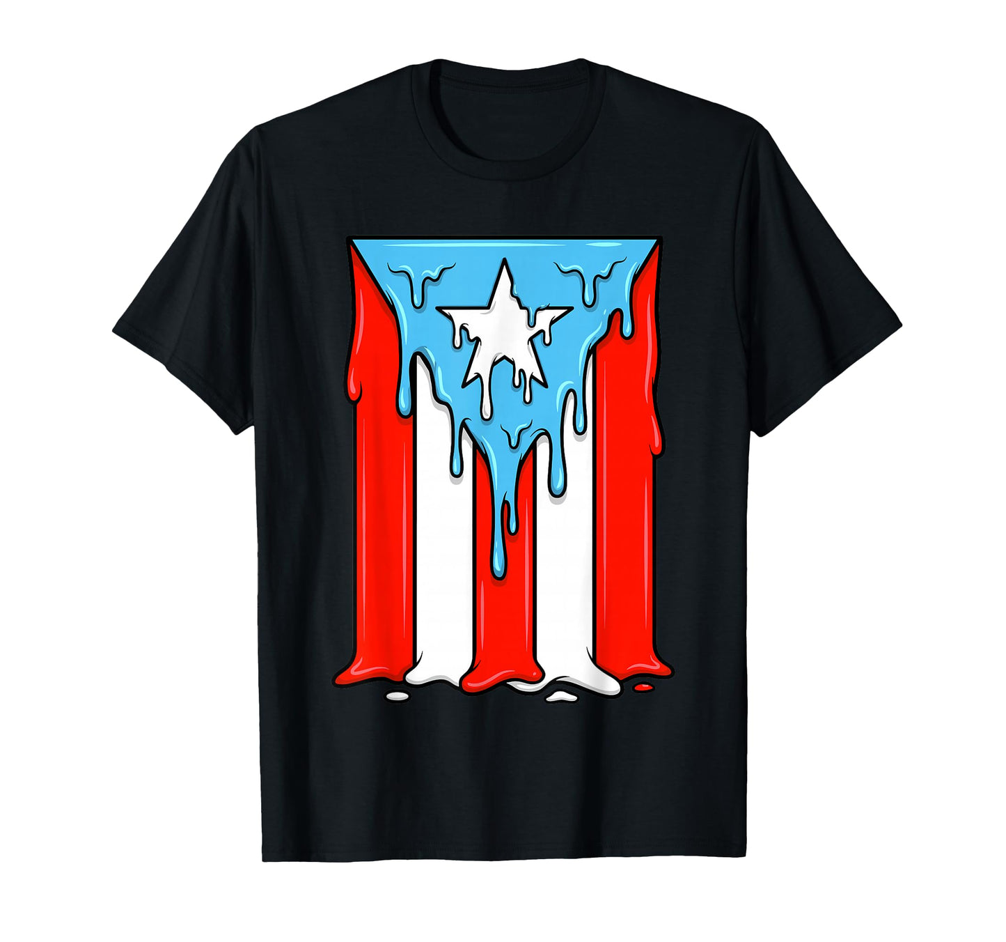 Dripping Puerto Rico Flag Boricua T-Shirt - Custom Art Print Men Women - T-Shirt, Sweatshirt, Hoodie
