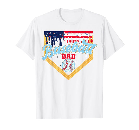 Baseball Dad Ice Cream Drip Father T-Shirt - Aesthetic Graphic for Adults - T-Shirt, Sweatshirt, Hoodie