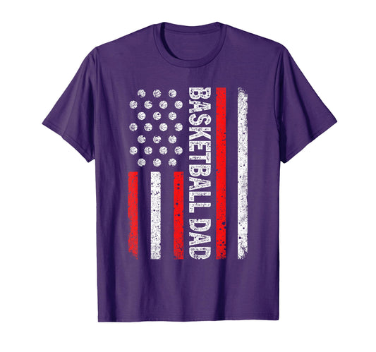 Basketball Dad American Flag Dad T-Shirt - Unique Graphic Unisex - T-Shirt, Sweatshirt, Hoodie