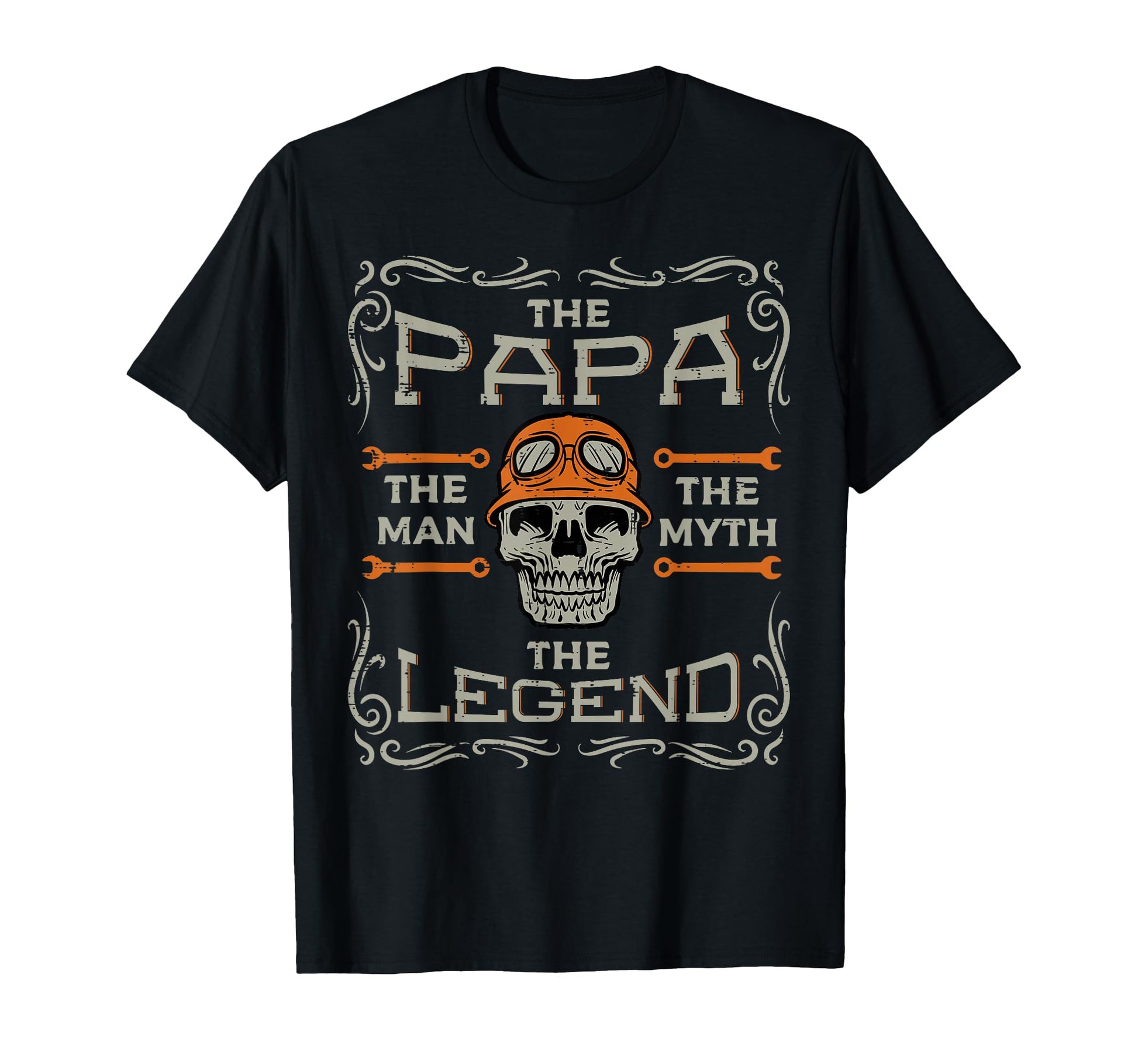 Biker Papa Myth Legend Skull Fathers T-Shirt - Aesthetic Graphic Unisex - T-Shirt, Sweatshirt, Hoodie