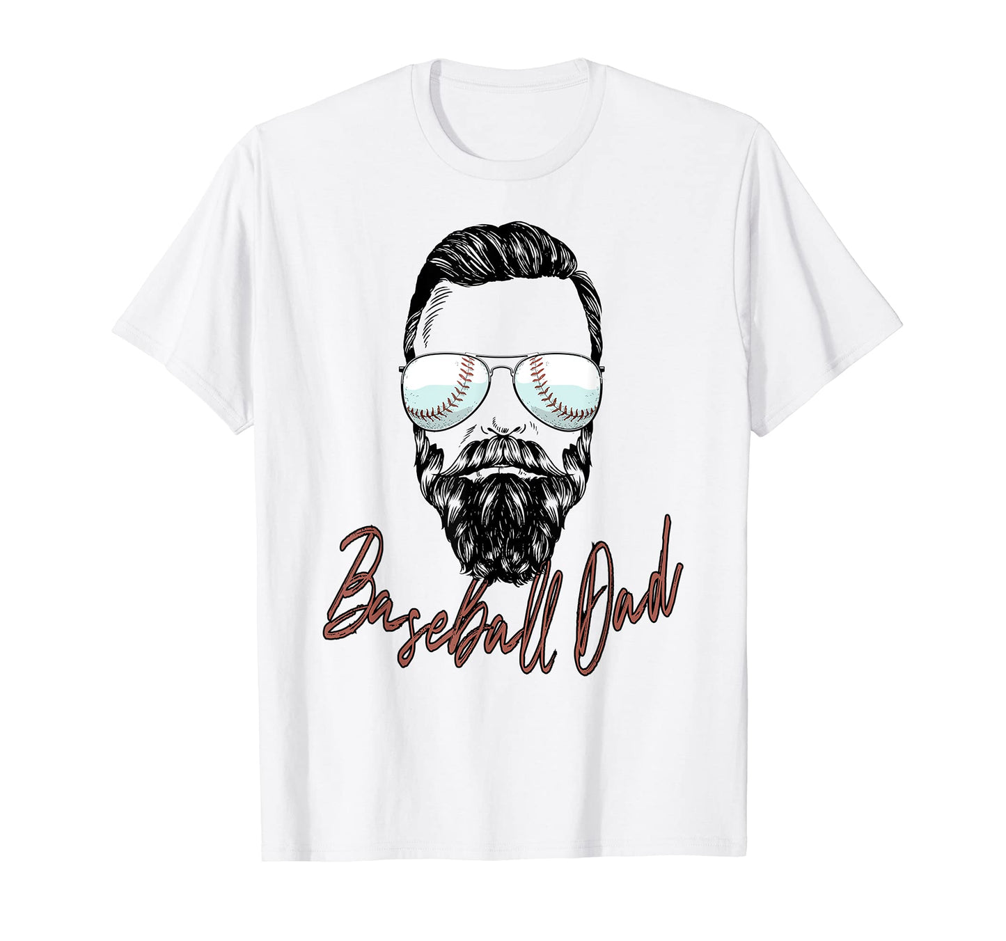 Baseball Dad Beard Sunglasses Baseball T-Shirt - Custom Art Print Unisex - T-Shirt, Sweatshirt, Hoodie