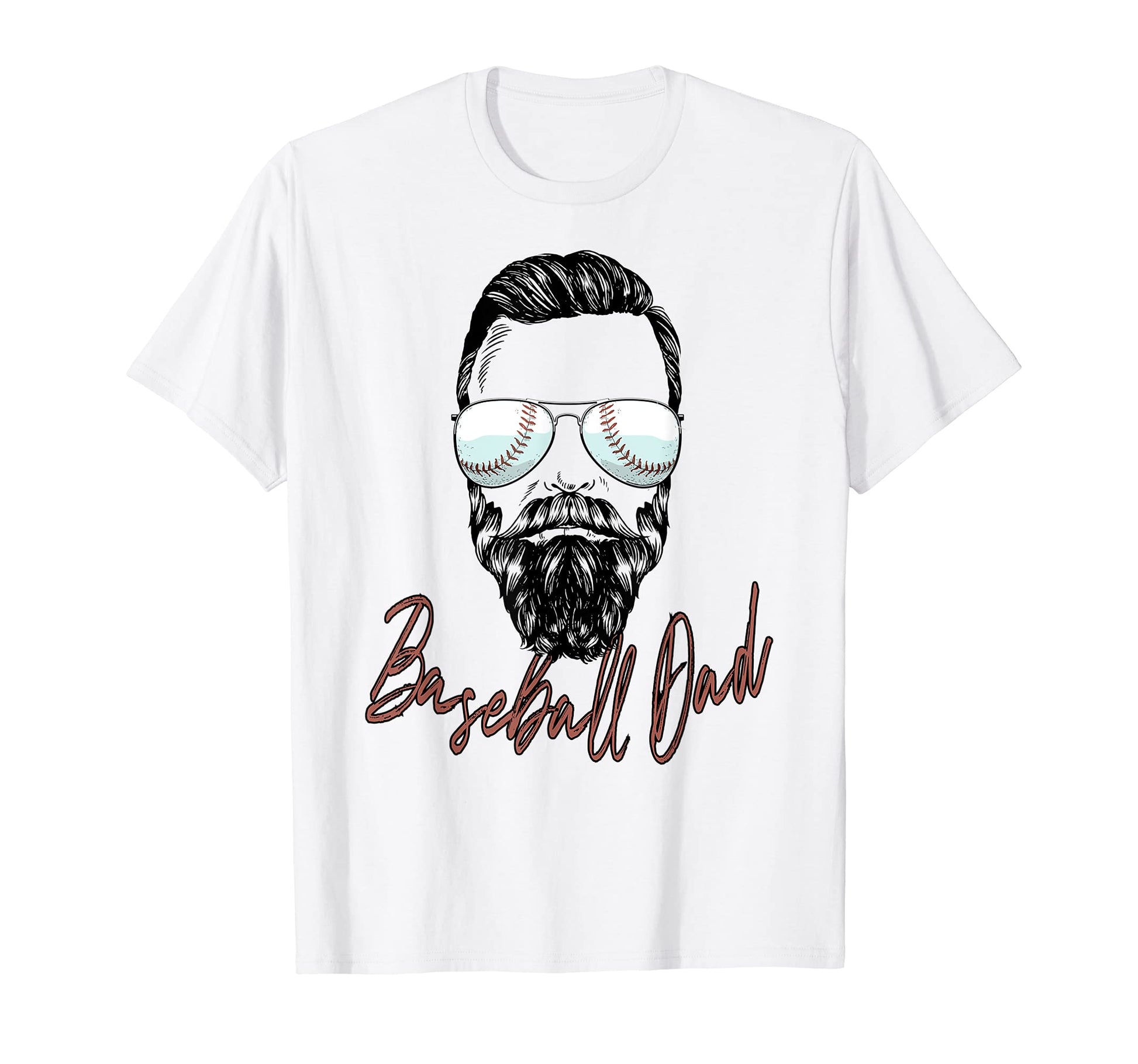 Baseball Dad Beard Sunglasses Baseball T-Shirt - Custom Art Print Unisex - T-Shirt, Sweatshirt, Hoodie