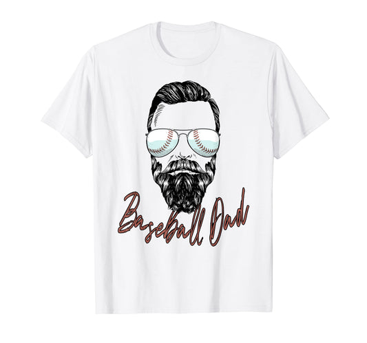 Baseball Dad Beard Sunglasses Baseball T-Shirt - Custom Art Print Unisex - T-Shirt, Sweatshirt, Hoodie