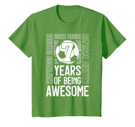 7 Years Being Awesome Soccer 7Th Birthday T-Shirt - Trendy Graphic Unisex - T-Shirt, Sweatshirt, Hoodie