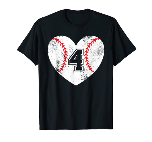 Baseball Heart Player 4 Baseball Mom Dad T-Shirt - Novelty Apparel Unisex - T-Shirt, Sweatshirt, Hoodie
