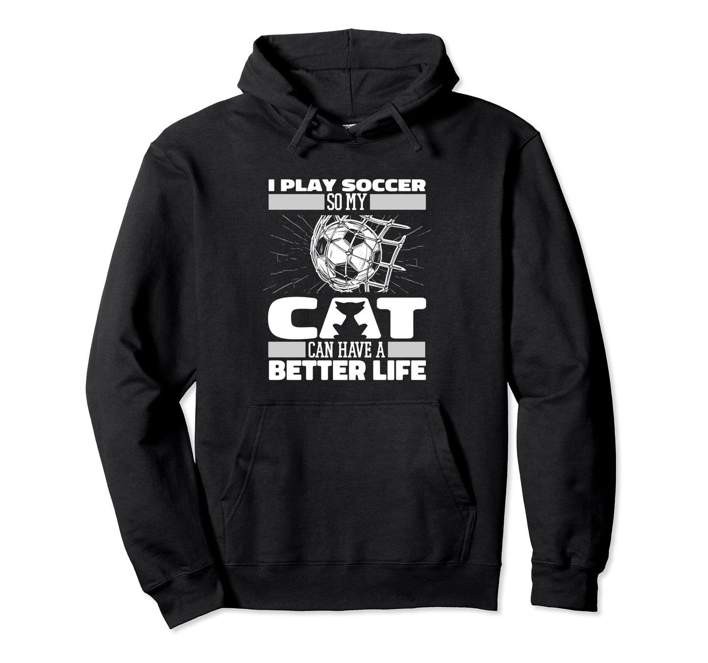 Soccer Cat Player Team Sports Hoodie - Casual Everyday Wear for Adults - T-Shirt, Sweatshirt, Hoodie