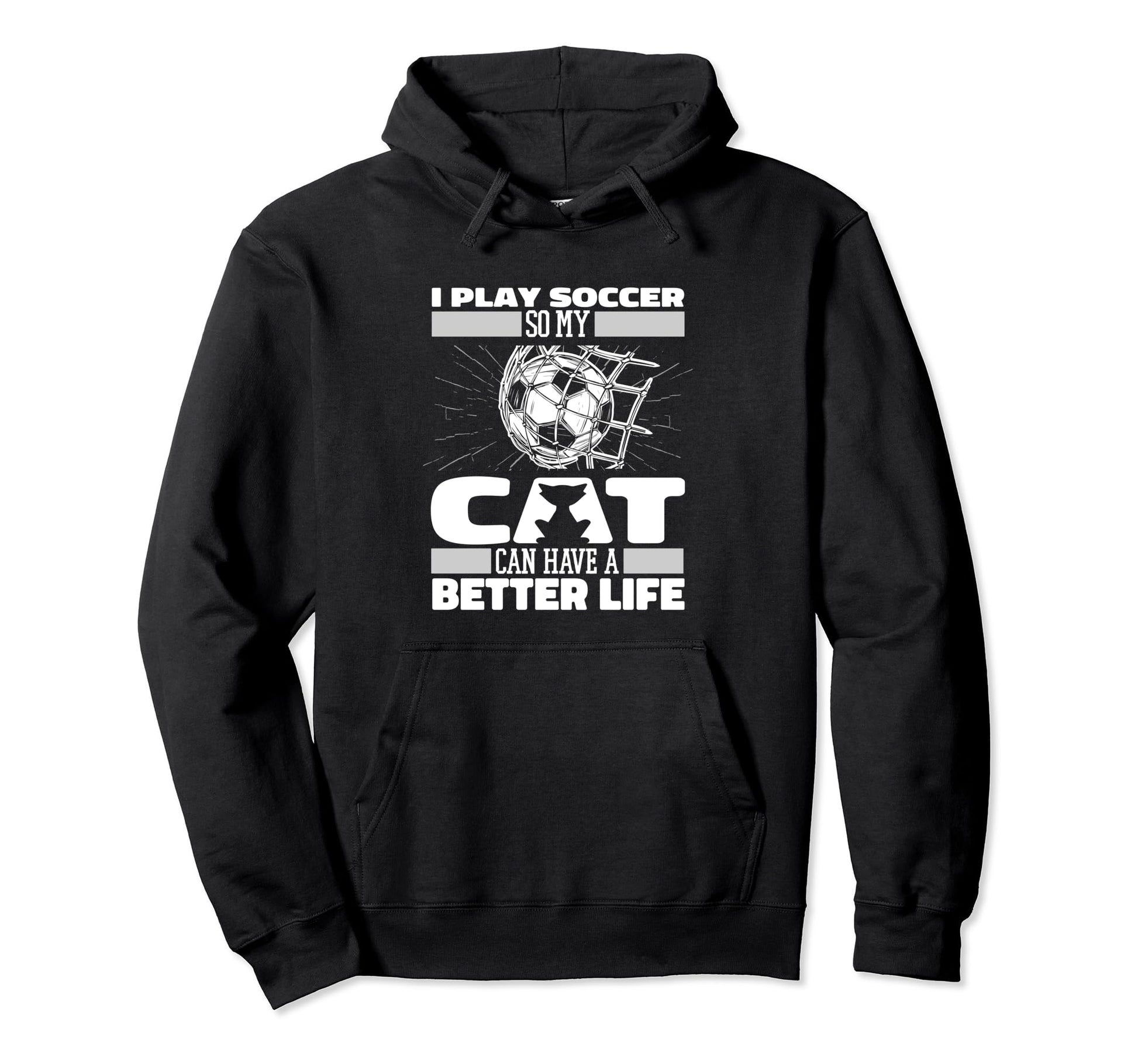 Soccer Cat Player Team Sports Hoodie - Casual Everyday Wear for Adults - T-Shirt, Sweatshirt, Hoodie