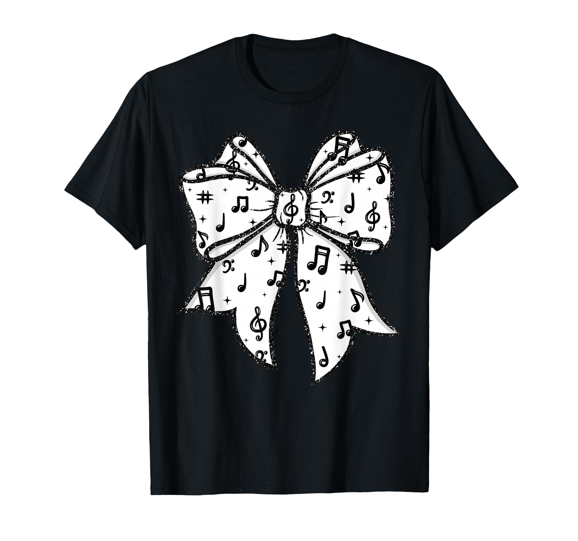 Music Notes Coquette Bow Music Teacher T-Shirt - Trendy Graphic for Adults - T-Shirt, Sweatshirt, Hoodie