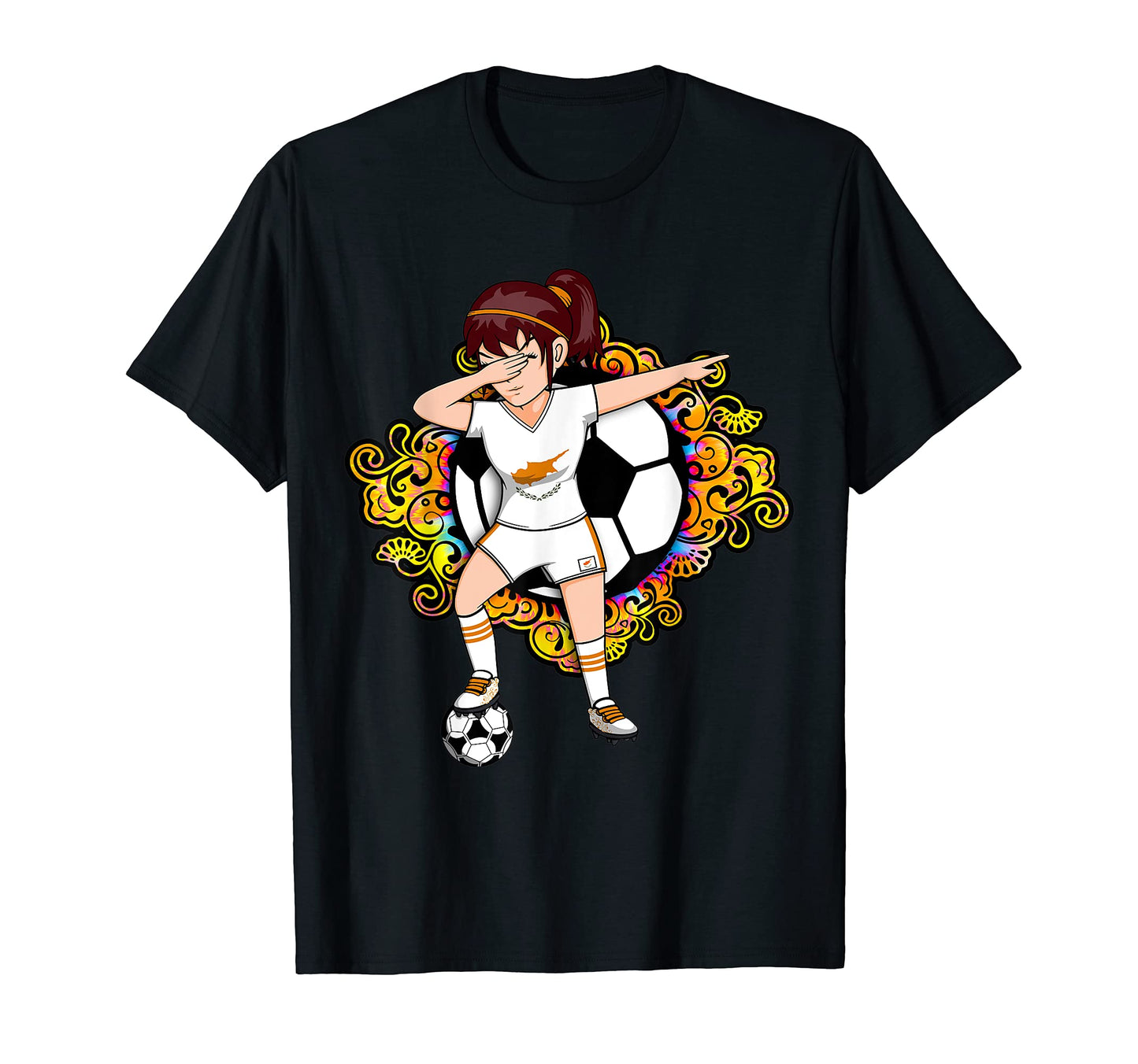 Dabbing Soccer Cyprus Fan Jersey Floral T-Shirt - Novelty Apparel Unisex - T-Shirt, Sweatshirt, Hoodie