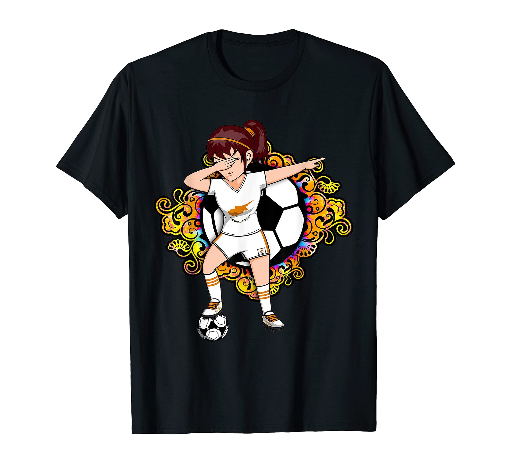 Dabbing Soccer Cyprus Fan Jersey Floral T-Shirt - Novelty Apparel Unisex - T-Shirt, Sweatshirt, Hoodie