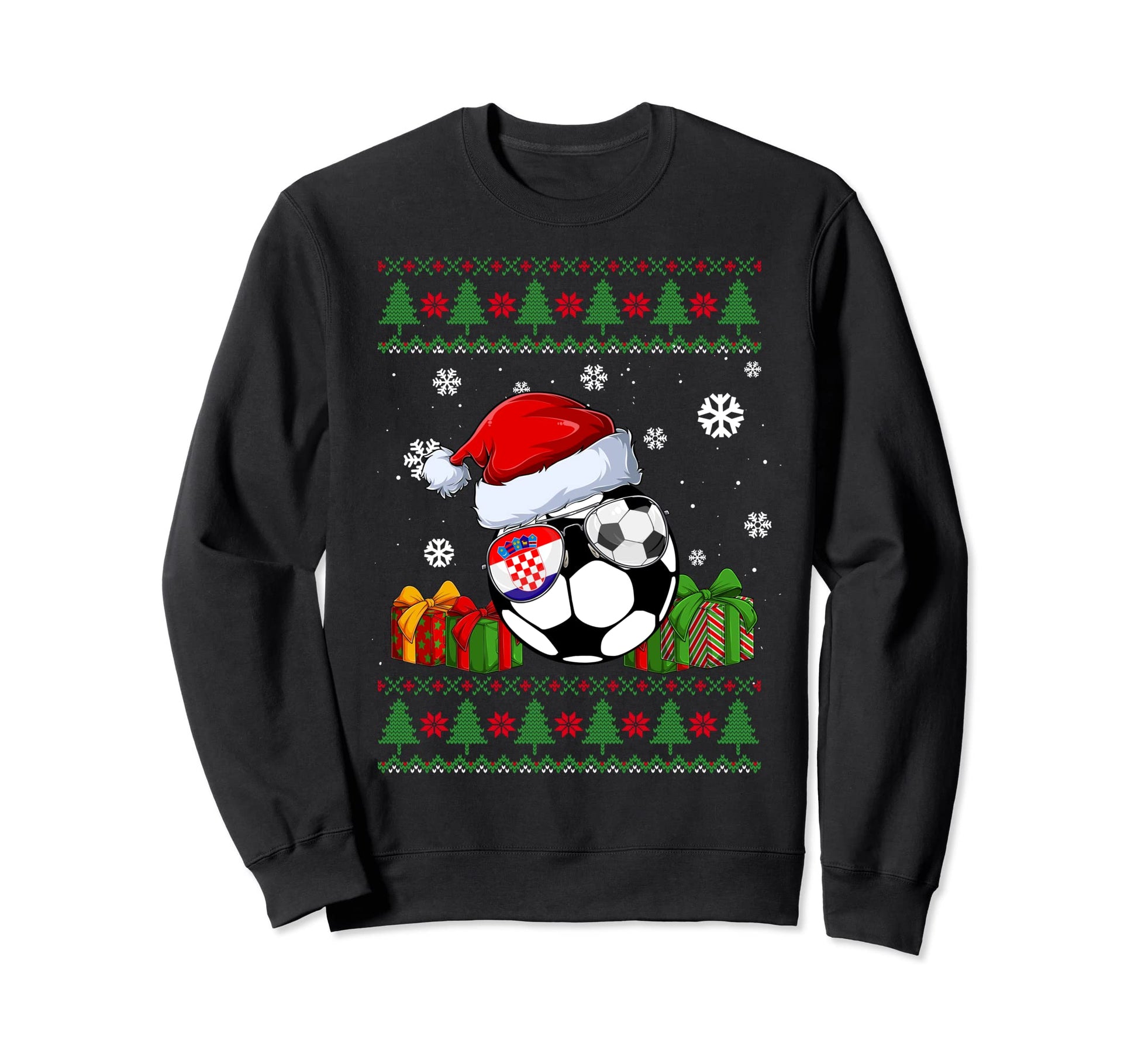 Funny Soccer Lovers Santa Hat Ugly Sweatshirt - Graphic Print Men Women - T-Shirt, Sweatshirt, Hoodie