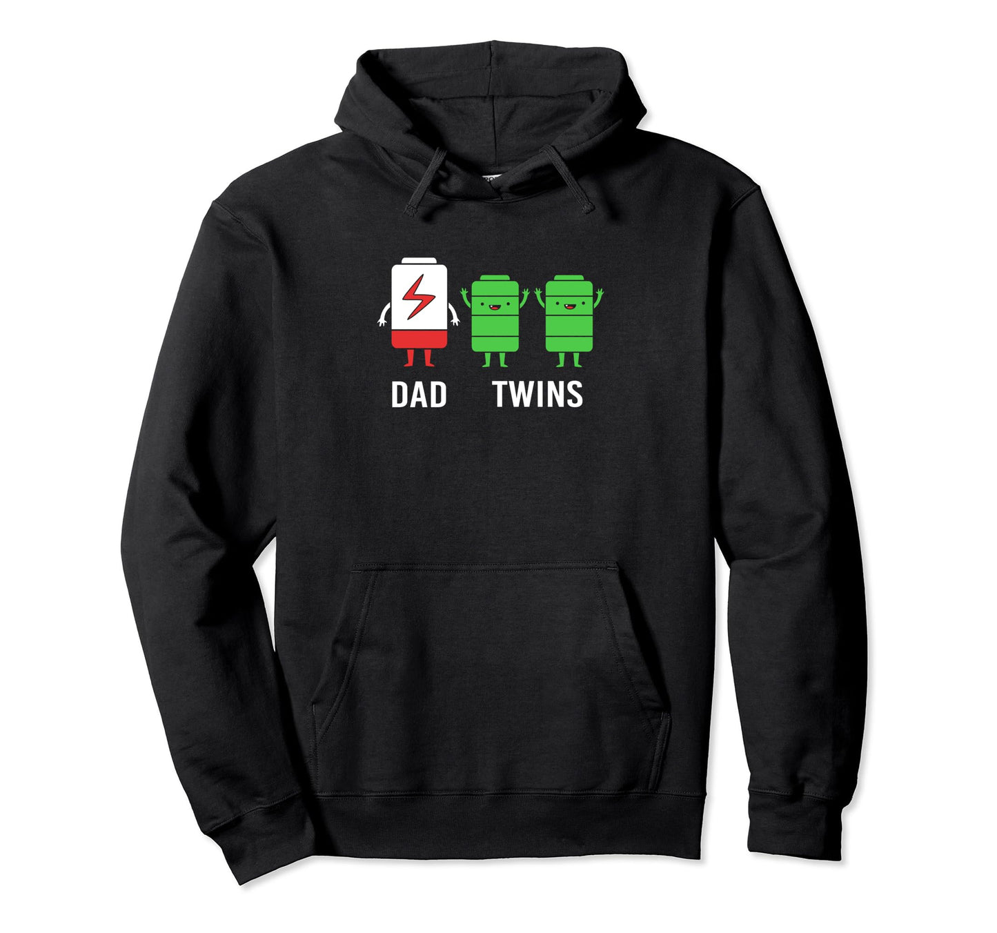 Parents Funny Low Battery Dad Twins Hoodie - Graphic Print for Adults - T-Shirt, Sweatshirt, Hoodie