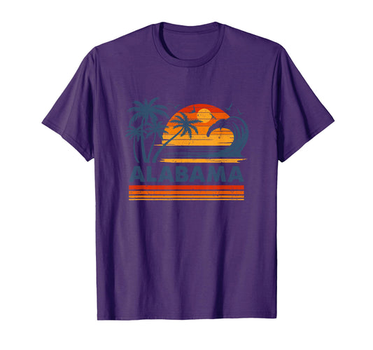 Alabama Vacation Sunset 70S Beach T-Shirt - Minimalist Print Men Women - T-Shirt, Sweatshirt, Hoodie