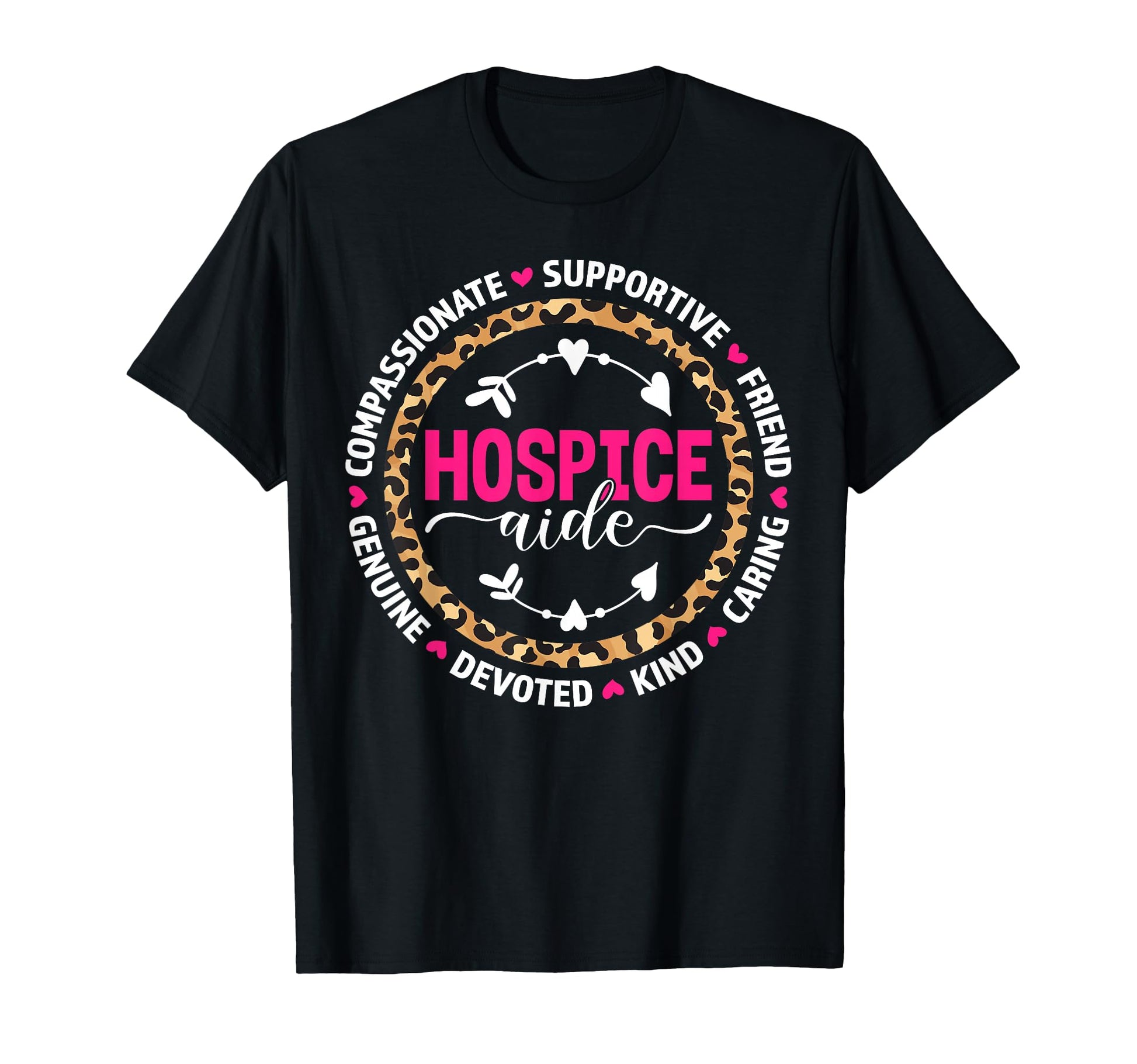 Hospice Aide Appreciation Leopard T-Shirt - Aesthetic Graphic Men Women - T-Shirt, Sweatshirt, Hoodie