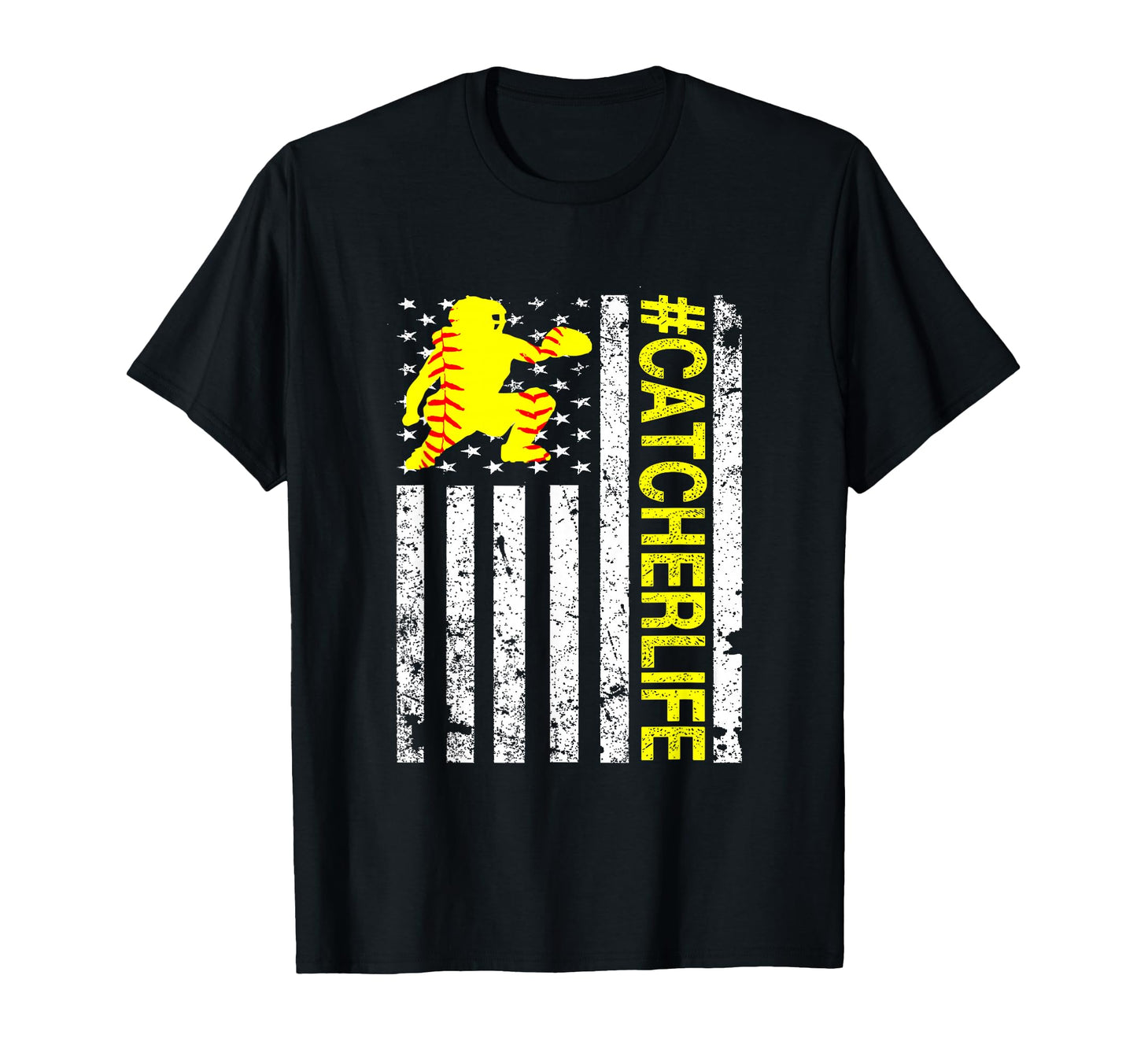Softball Catcher Catcher Life Usa Flag T-Shirt - Streetwear Style Unisex - T-Shirt, Sweatshirt, Hoodie