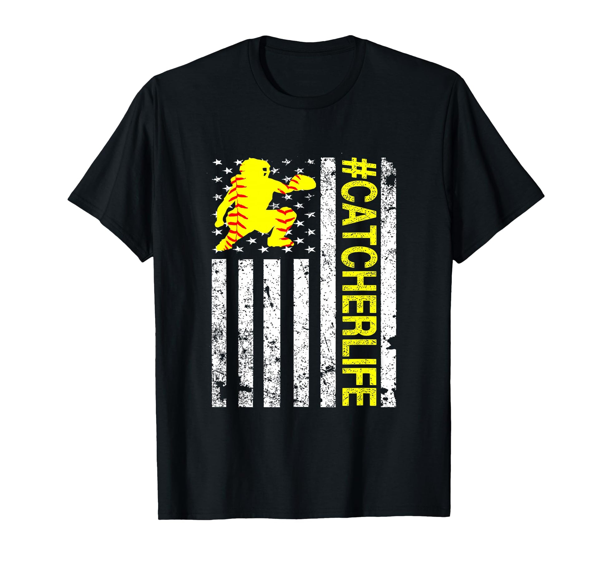 Softball Catcher Catcher Life Usa Flag T-Shirt - Streetwear Style Unisex - T-Shirt, Sweatshirt, Hoodie