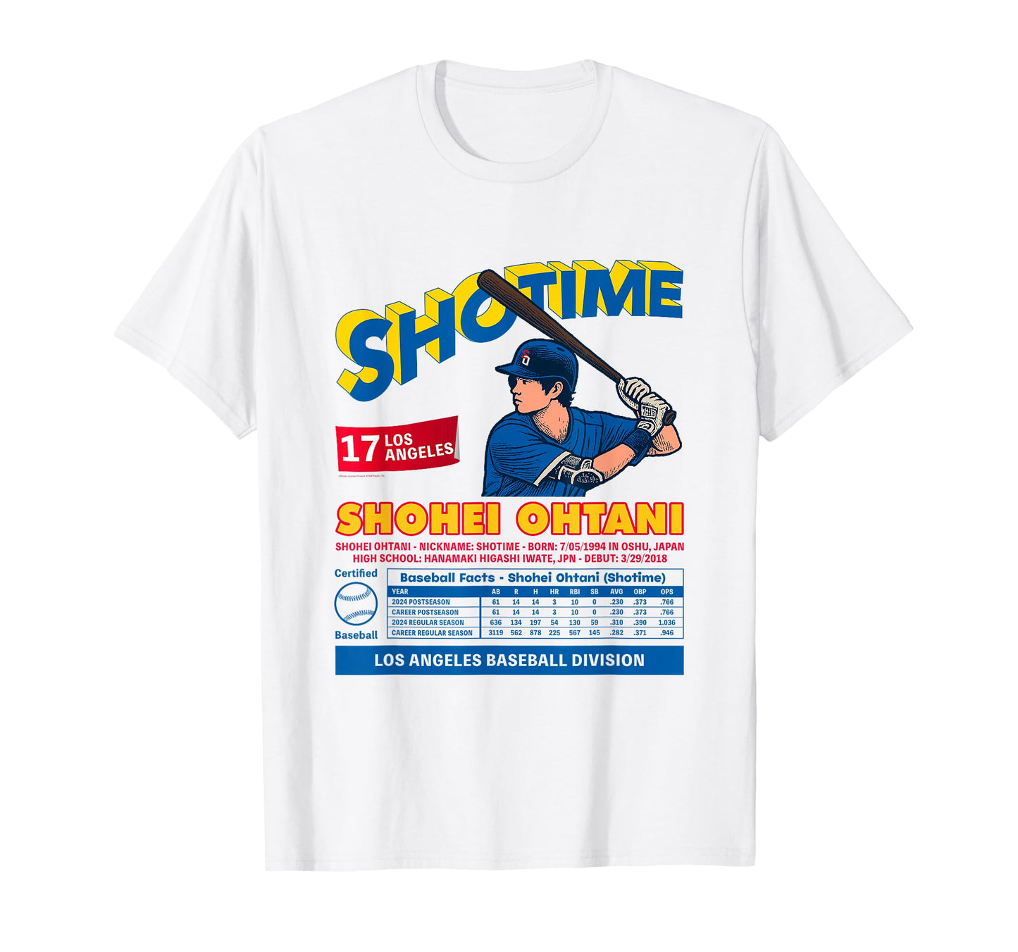 Shohei Ohtani Shotime La 17 Stats Mlb T-Shirt - Unique Graphic for Adults - T-Shirt, Sweatshirt, Hoodie
