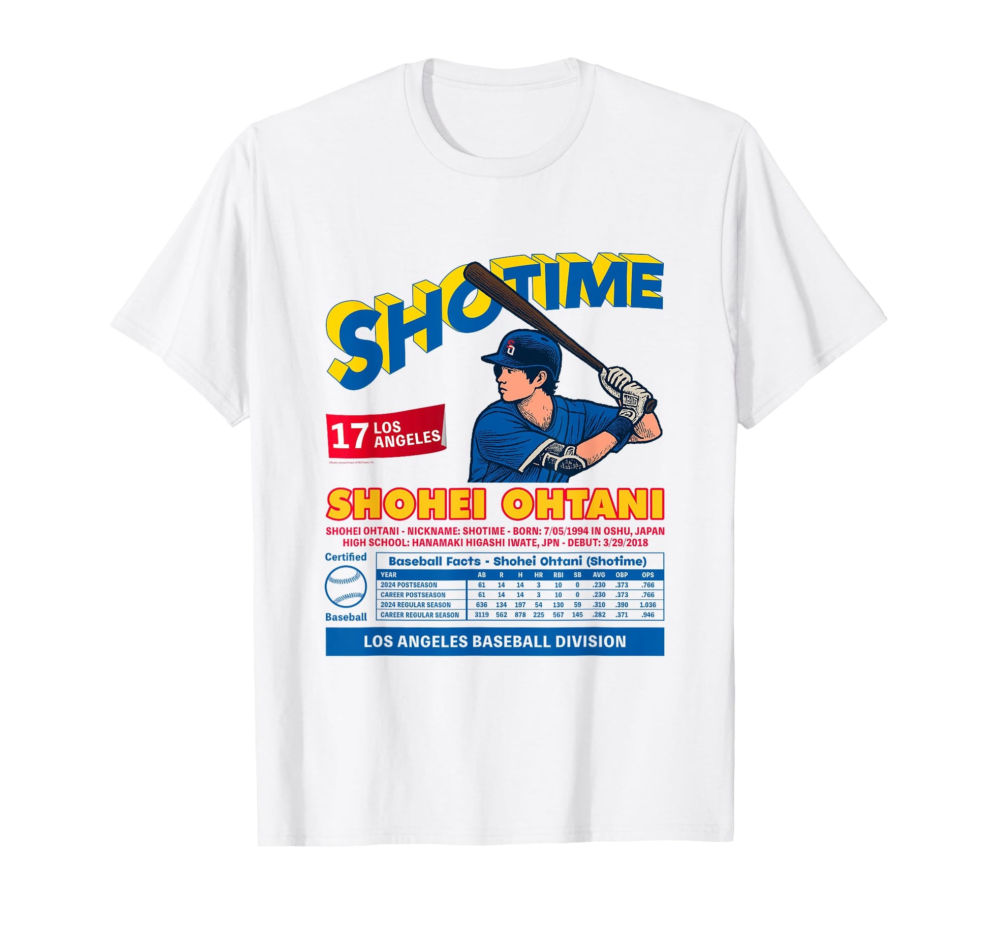 Shohei Ohtani Shotime La 17 Stats Mlb T-Shirt - Unique Graphic for Adults - T-Shirt, Sweatshirt, Hoodie