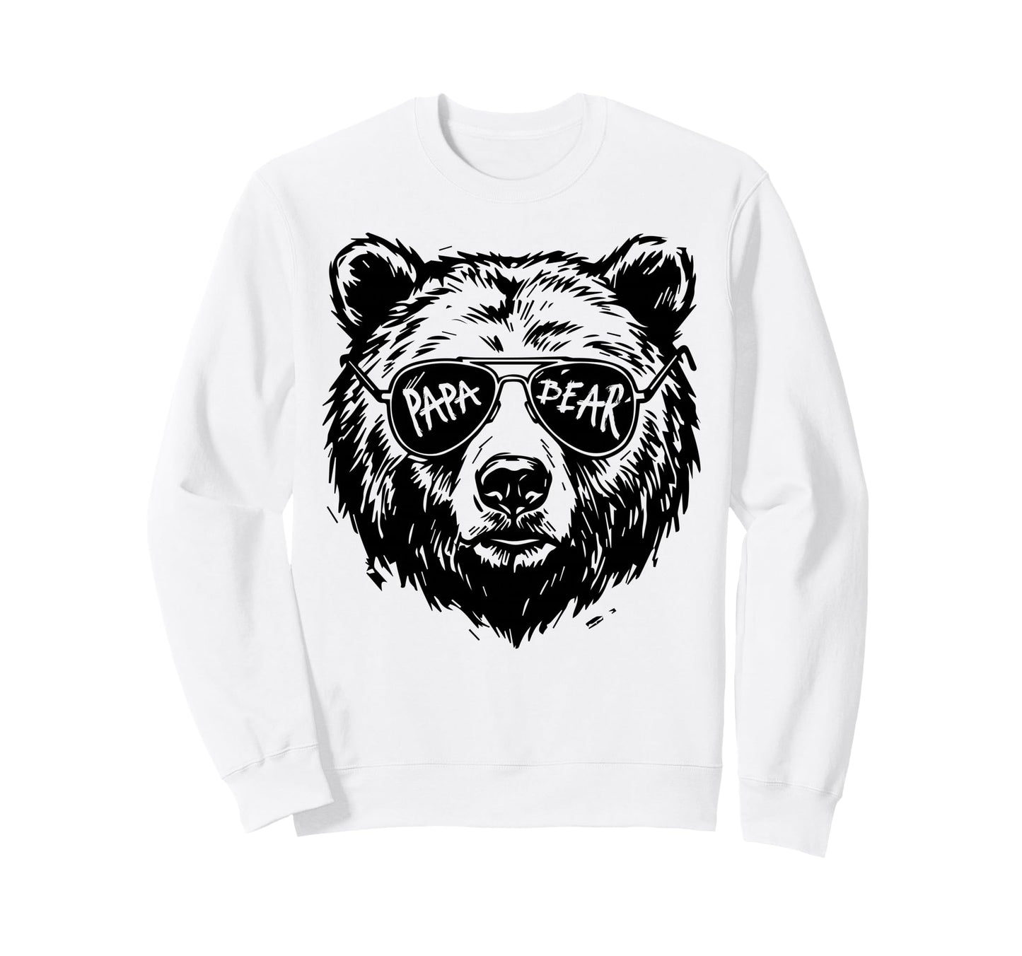 Papa Bear Sunglasses Face Fathers Day Sweatshirt - Minimalist Print Unisex - T-Shirt, Sweatshirt, Hoodie