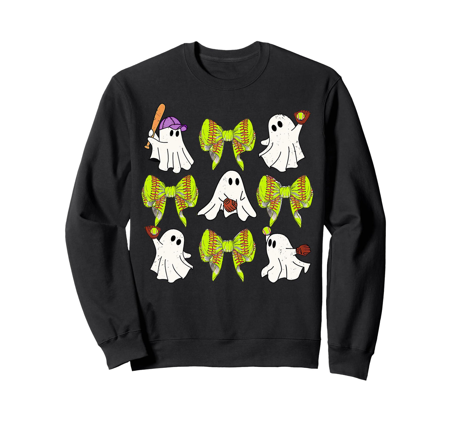 Halloween Softball Ghosts Softball Sweatshirt - Minimalist Print Men Women - T-Shirt, Sweatshirt, Hoodie