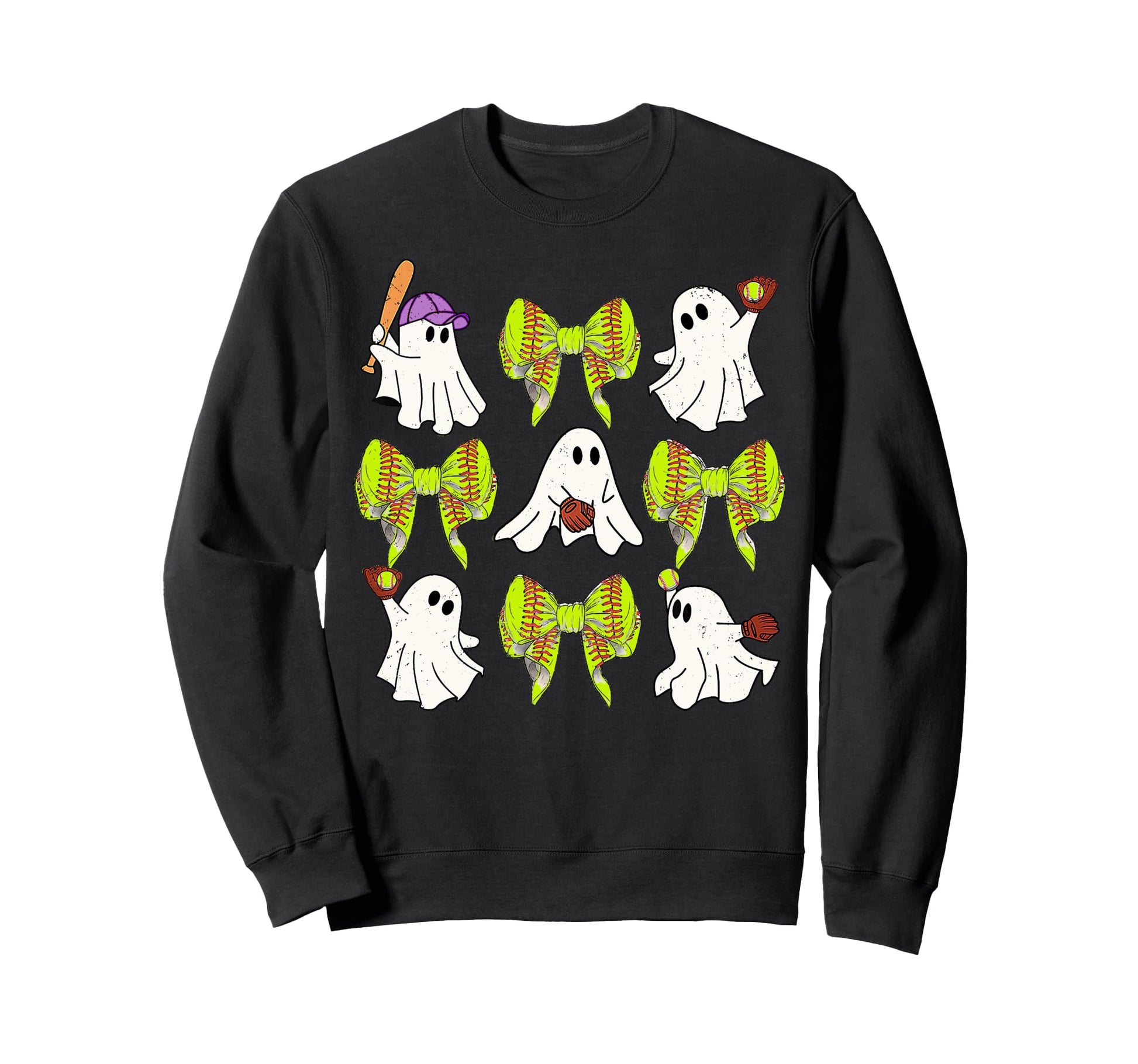 Halloween Softball Ghosts Softball Sweatshirt - Minimalist Print Men Women - T-Shirt, Sweatshirt, Hoodie