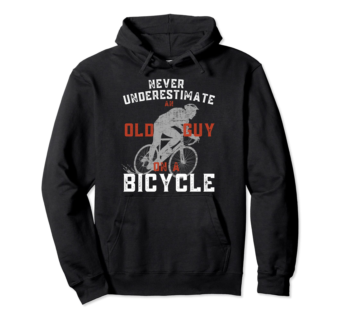 Never Underestimate Old Guy Bicycle Hoodie - Novelty Apparel Men Women - T-Shirt, Sweatshirt, Hoodie